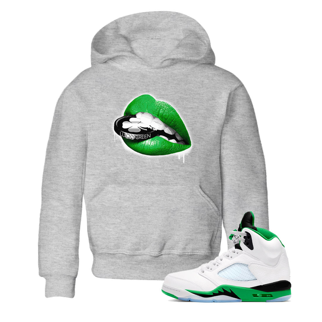 AJ5 Retro Lucky Green shirt to match jordans Lips Coin sneaker tees Air Jordan 5 Retro Lucky Green Drip Gear Zone Casual Crew Neck T-Shirt Baby Toddler Heather Grey 1 T-Shirt