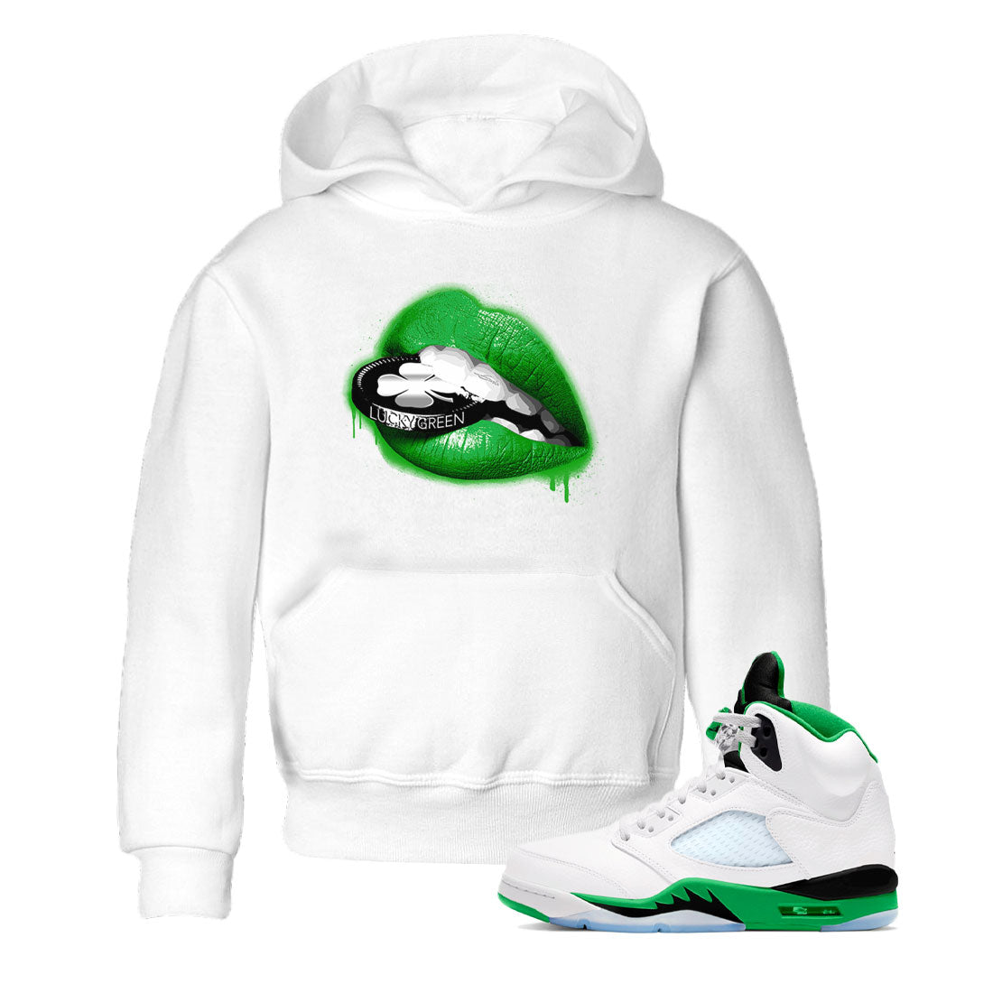AJ5 Retro Lucky Green shirt to match jordans Lips Coin sneaker tees Air Jordan 5 Retro Lucky Green Drip Gear Zone Casual Crew Neck T-Shirt Baby Toddler White 1 T-Shirt