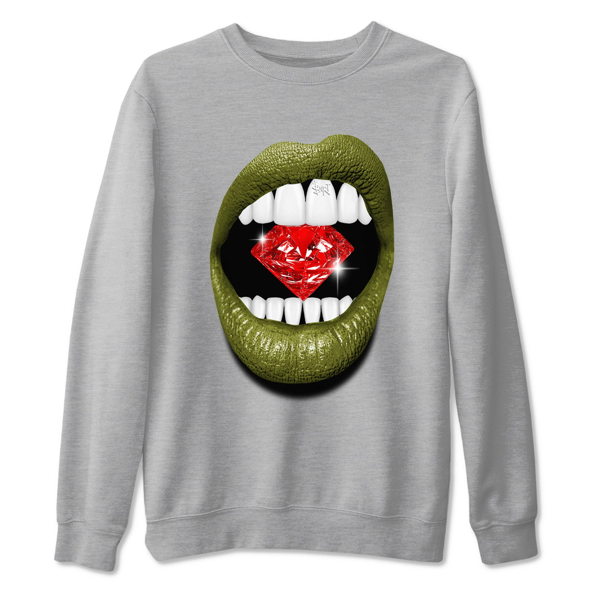 Jordan 1 Olive t shirts to match sneakers Lips Diamond sneaker match tees Air Jordan 1 Low x Travis Scott Reverse Olive tee Drip Gear Zone unisex cotton Heather Grey 2 shirts