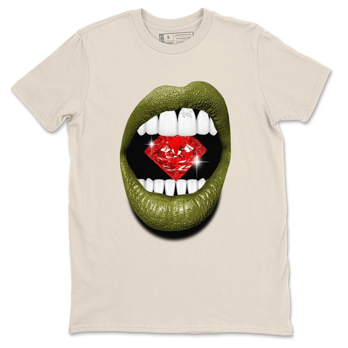 Jordan 1 Olive t shirts to match sneakers Lips Diamond sneaker match tees Air Jordan 1 Low x Travis Scott Reverse Olive tee Drip Gear Zone unisex cotton Natural 2 shirts