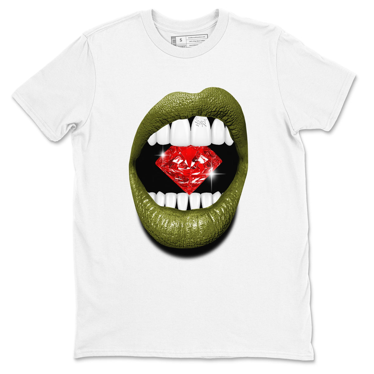 Jordan 1 Olive t shirts to match sneakers Lips Diamond sneaker match tees Air Jordan 1 Low x Travis Scott Reverse Olive tee Drip Gear Zone unisex cotton White 2 shirts