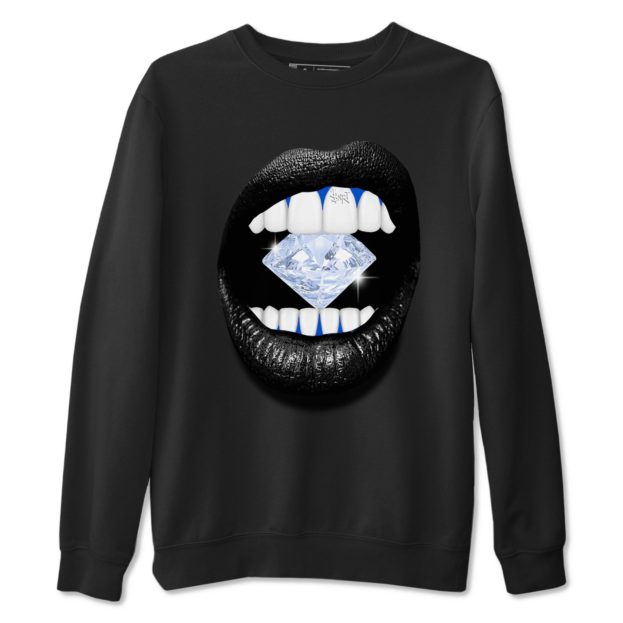 11s Black and Varsity Royal shirt to match jordans Lips Diamond sneaker tees AJ11 Black and Varsity Royal Drip Gear Zone unisex cotton Black 2 crew neck shirt