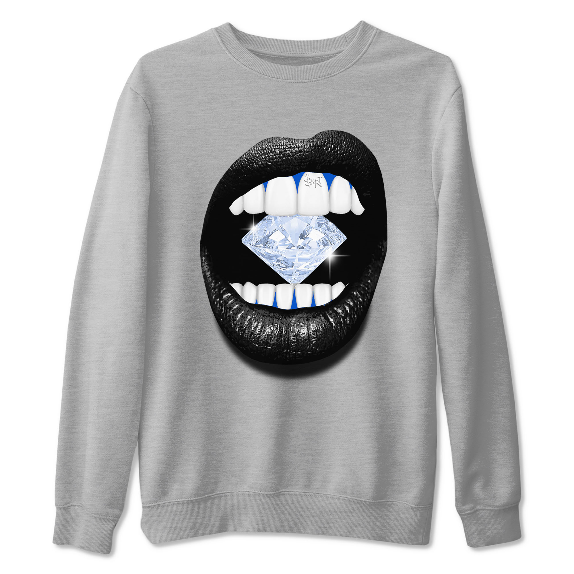 11s Black and Varsity Royal shirt to match jordans Lips Diamond sneaker tees AJ11 Black and Varsity Royal Drip Gear Zone unisex cotton Heather Grey 2 crew neck shirt