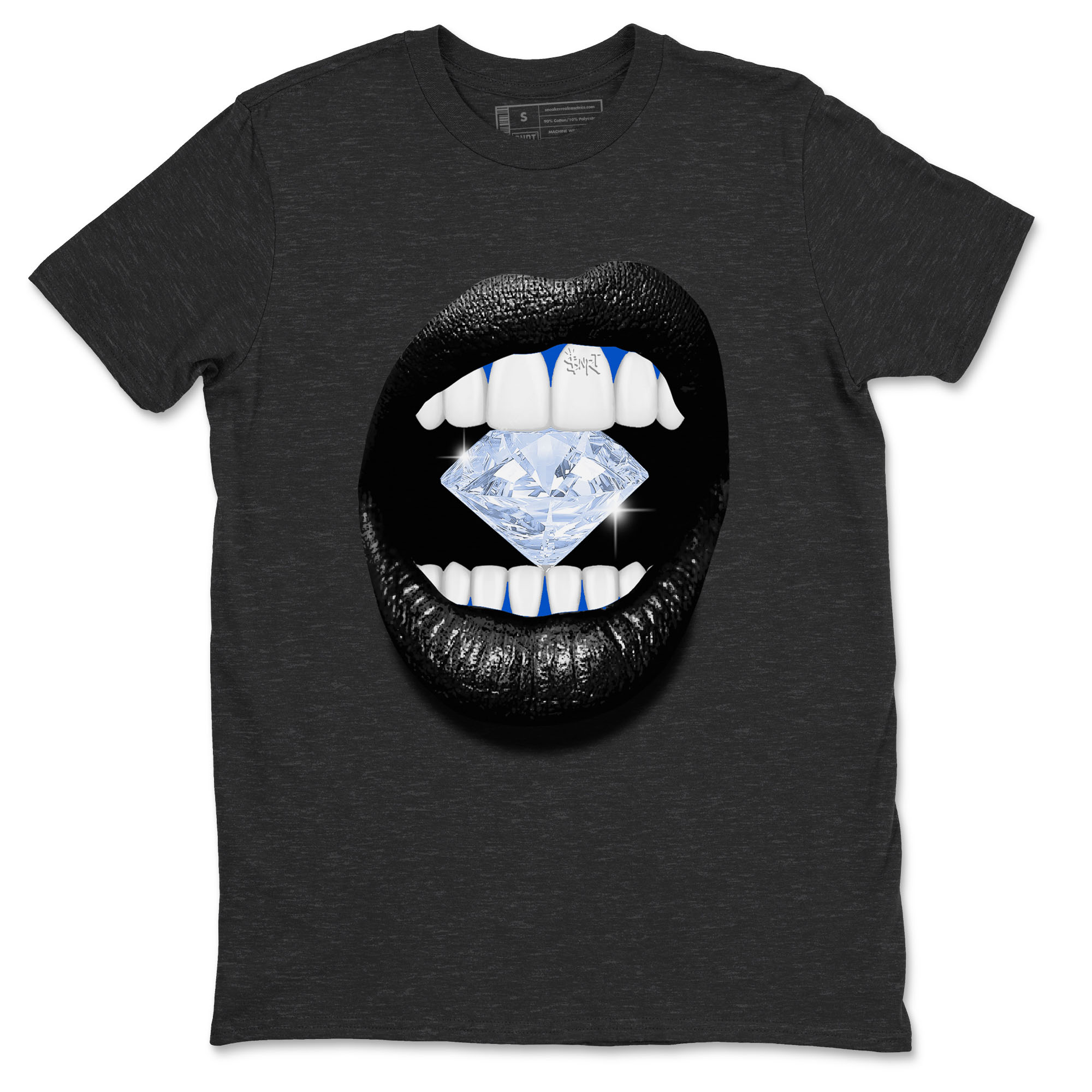 11s Black and Varsity Royal shirt to match jordans Lips Diamond sneaker tees AJ11 Black and Varsity Royal Drip Gear Zone unisex cotton Charcoal Heather 2 crew neck shirt