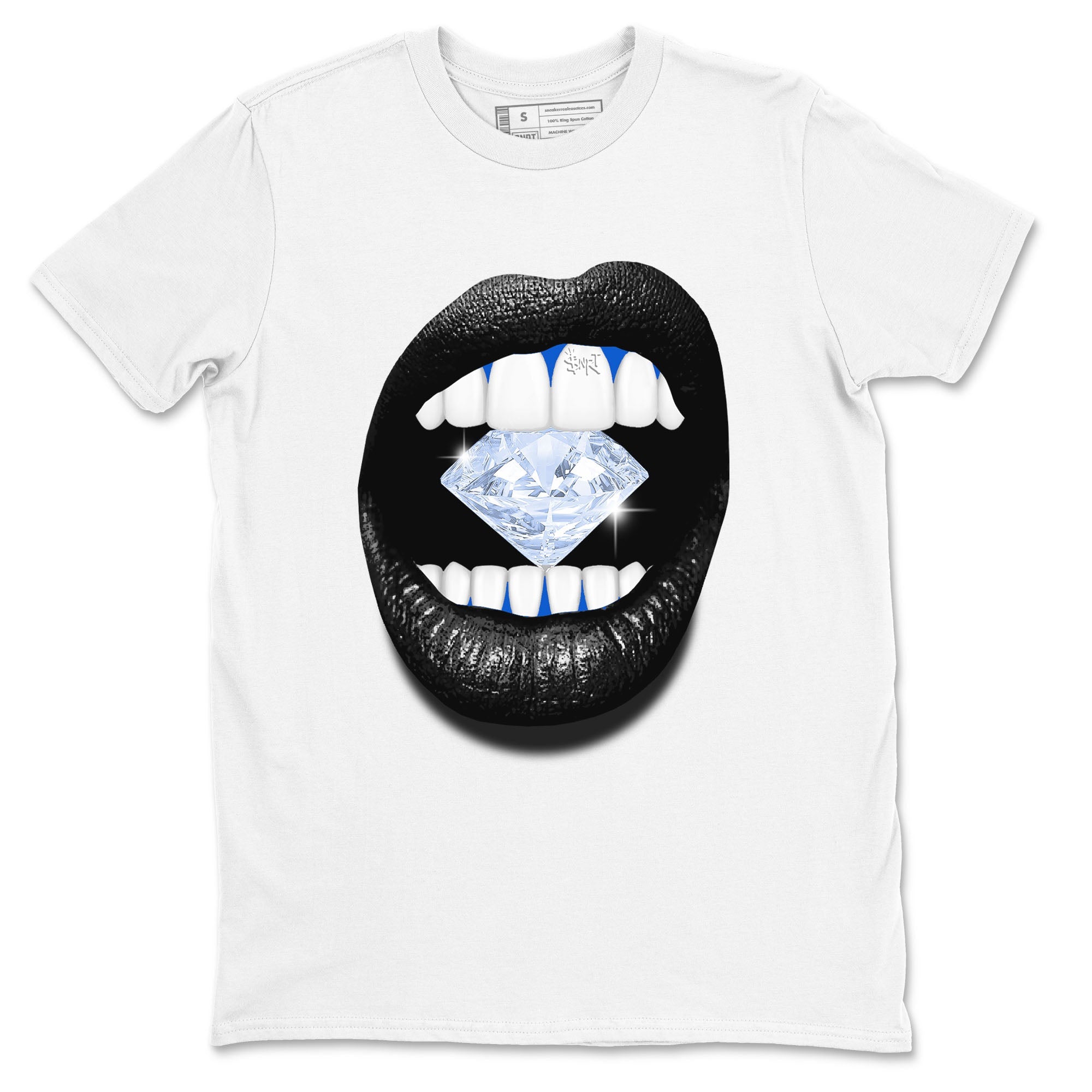 11s Black and Varsity Royal shirt to match jordans Lips Diamond sneaker tees AJ11 Black and Varsity Royal Drip Gear Zone unisex cotton White 2 crew neck shirt