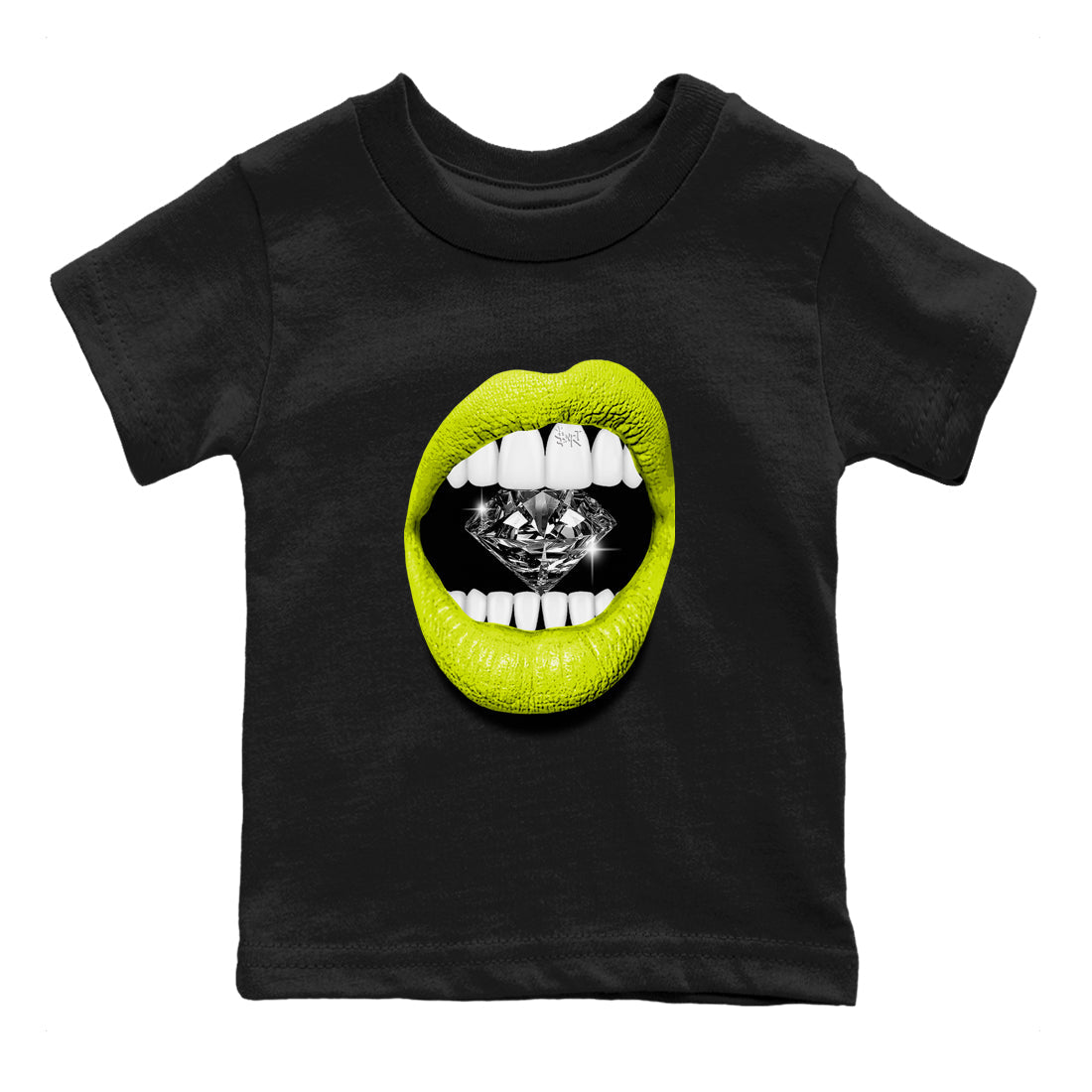 Jordan 13 Bright Cactus Shirts To Match Jordans Lips Diamond Sneaker Shirts 13s Bright Cactus Drip Gear Zone Baby Youth Toddler Black 2 crew neck shirts