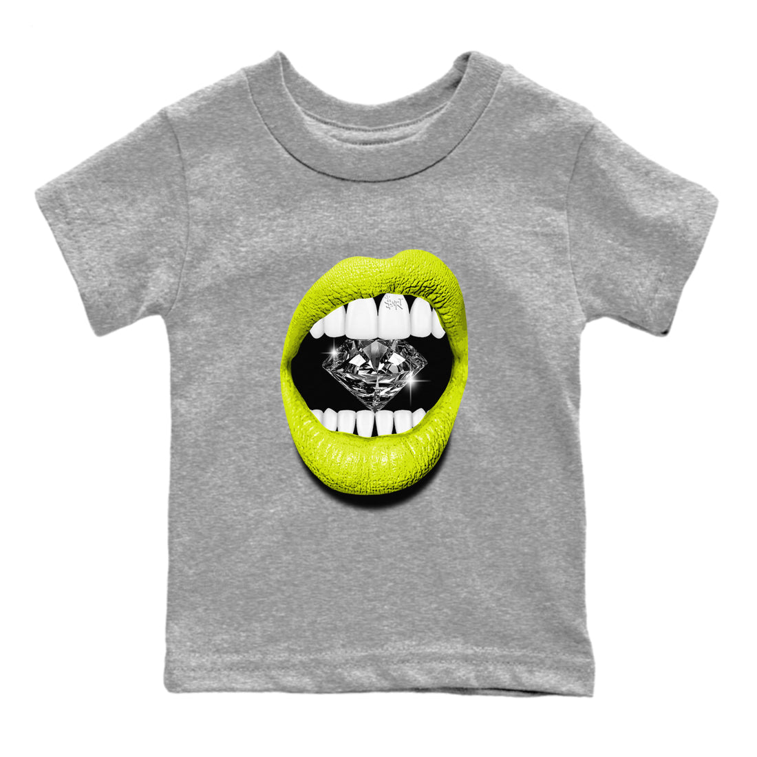 Jordan 13 Bright Cactus Shirts To Match Jordans Lips Diamond Sneaker Shirts 13s Bright Cactus Drip Gear Zone Baby Youth Toddler Heather Grey 2 crew neck shirts