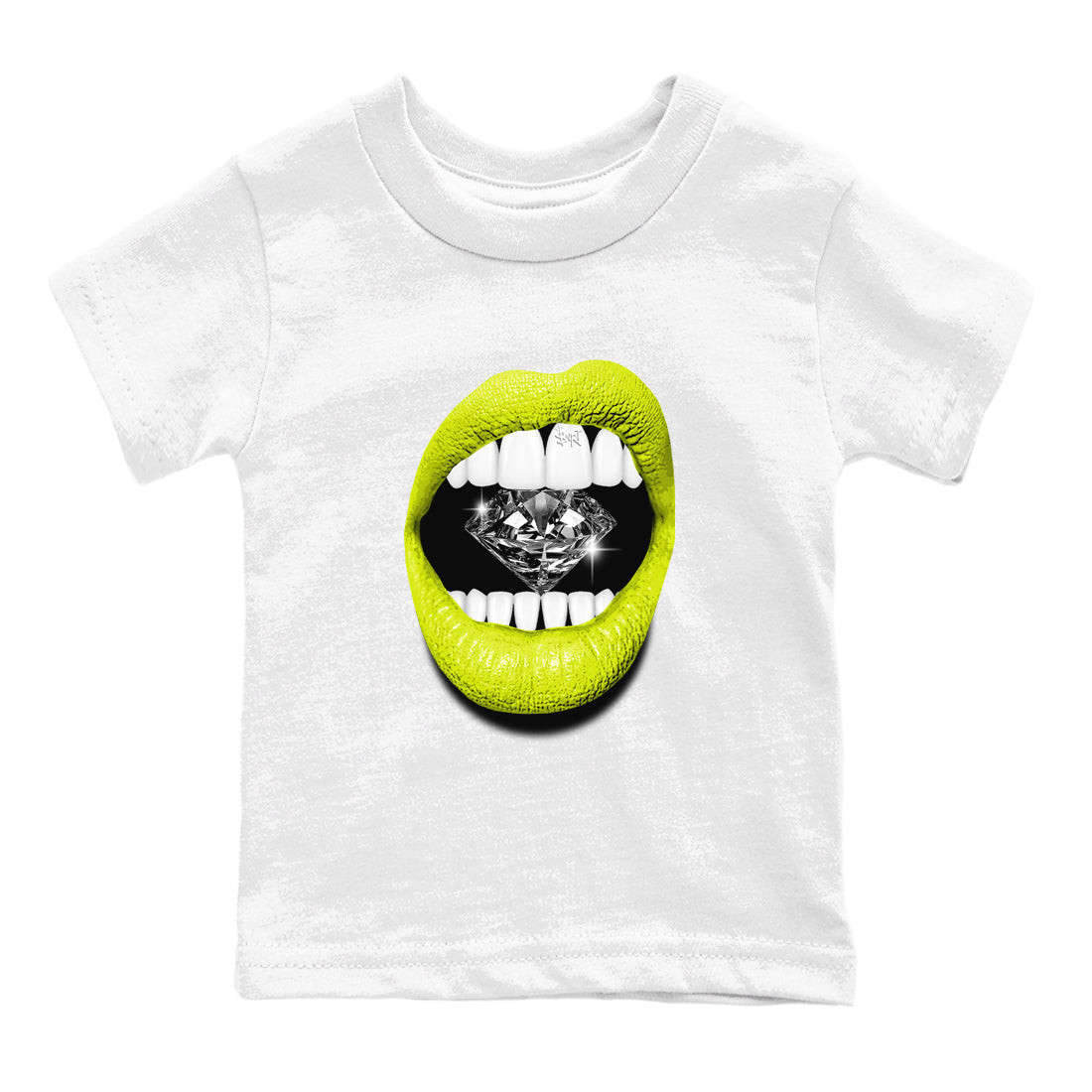 Jordan 13 Bright Cactus Shirts To Match Jordans Lips Diamond Sneaker Shirts 13s Bright Cactus Drip Gear Zone Baby Youth Toddler White 2 crew neck shirts