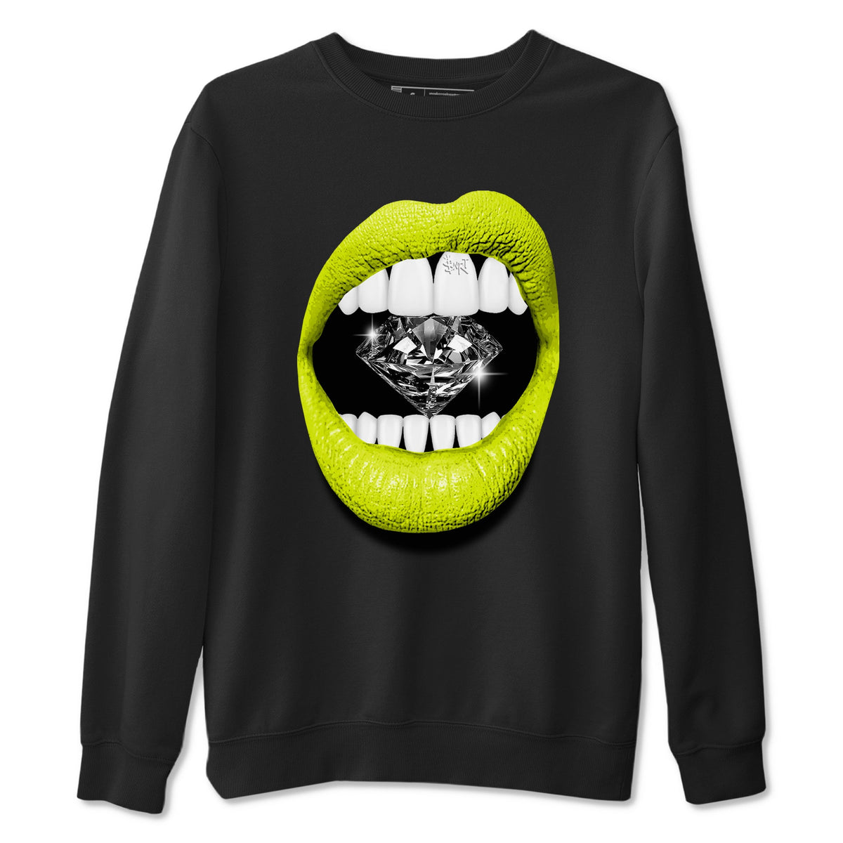 Jordan 13 Bright Cactus Shirts To Match Jordans Lips Diamond Sneaker Shirts 13s Bright Cactus Drip Gear Zone Unisex Cotton Crew Neck Black 2 crew neck shirts