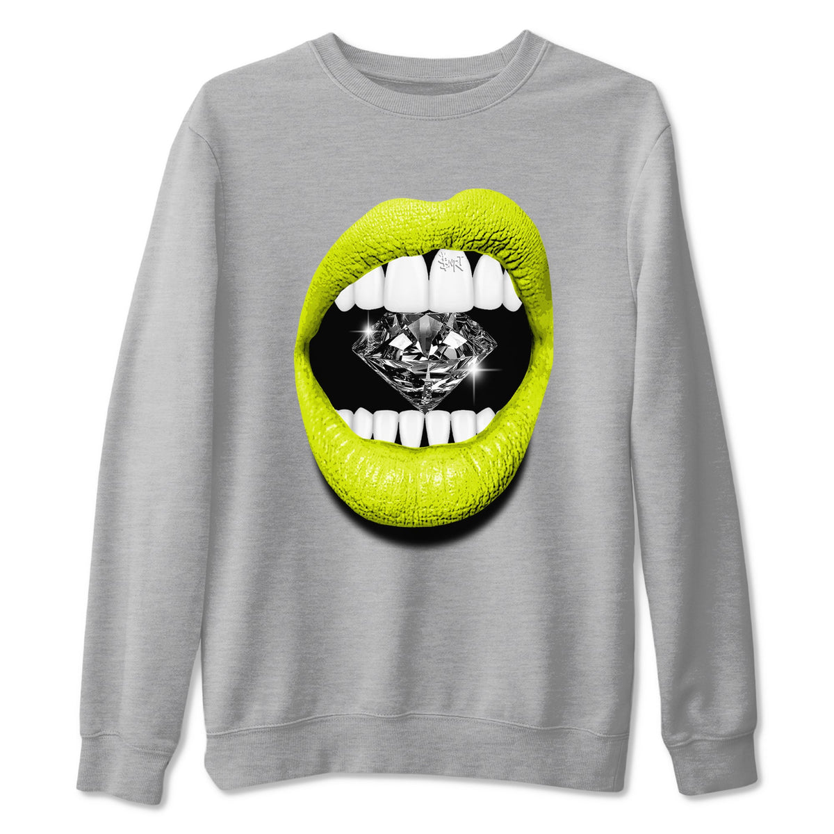 Jordan 13 Bright Cactus Shirts To Match Jordans Lips Diamond Sneaker Shirts 13s Bright Cactus Drip Gear Zone Unisex Cotton Crew Neck Heather Grey 2 crew neck shirts