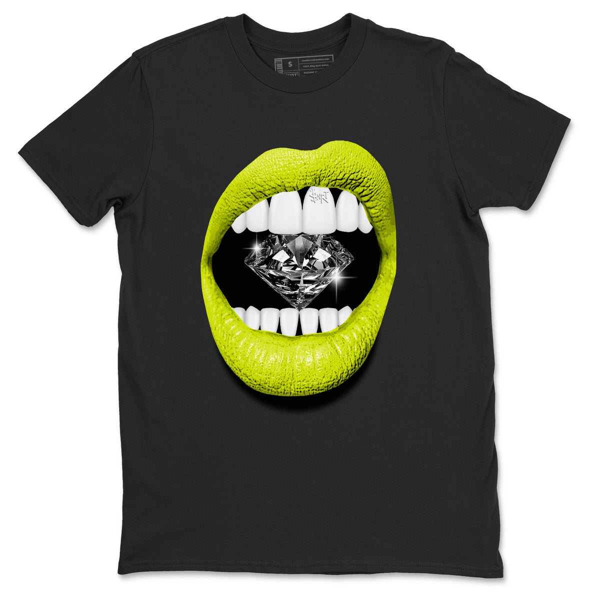 Jordan 13 Bright Cactus Shirts To Match Jordans Lips Diamond Sneaker Shirts 13s Bright Cactus Drip Gear Zone Unisex Cotton Crew Neck Black 2 crew neck shirts