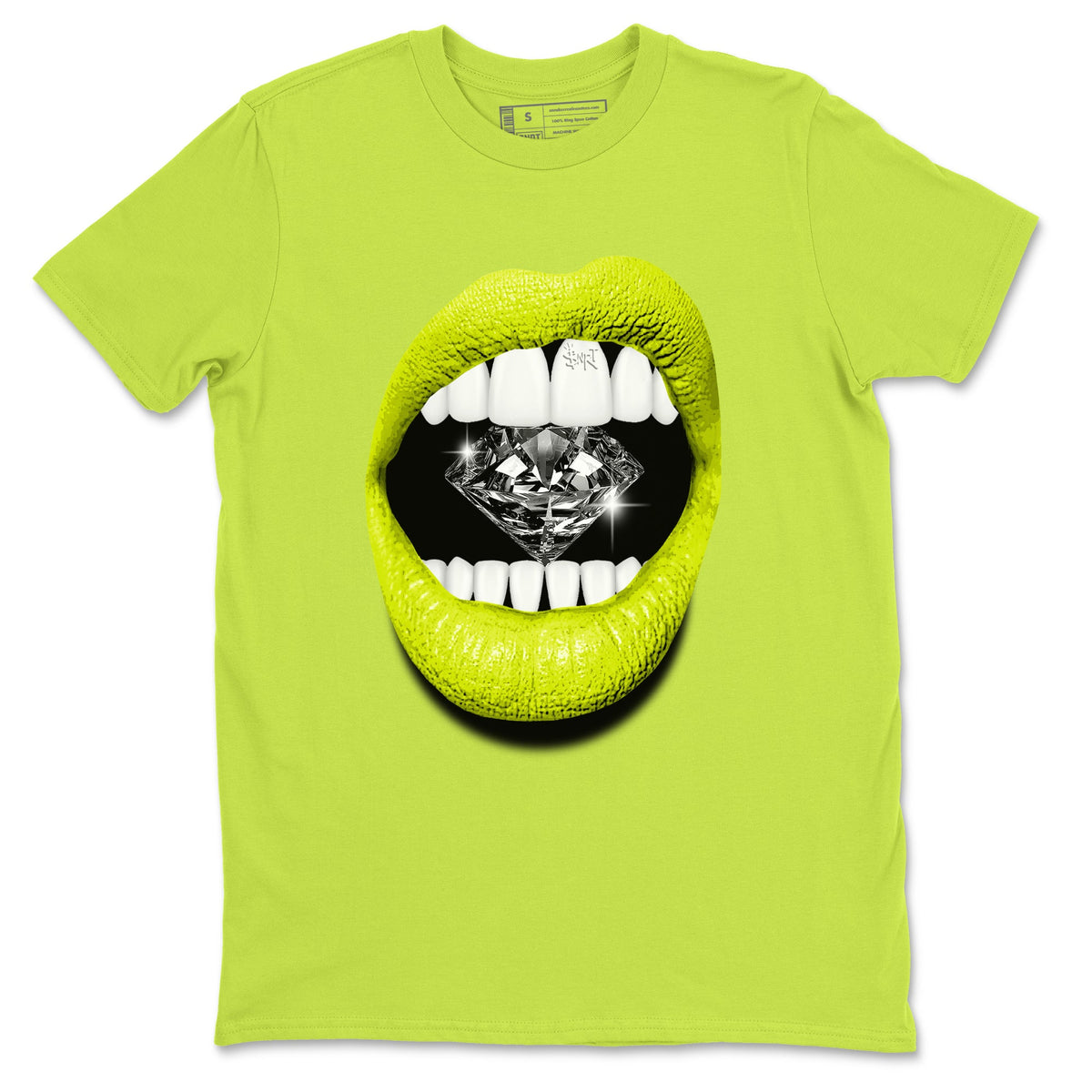 Jordan 13 Bright Cactus Shirts To Match Jordans Lips Diamond Sneaker Shirts 13s Bright Cactus Drip Gear Zone Unisex Cotton Crew Neck Safety Green 2 crew neck shirts