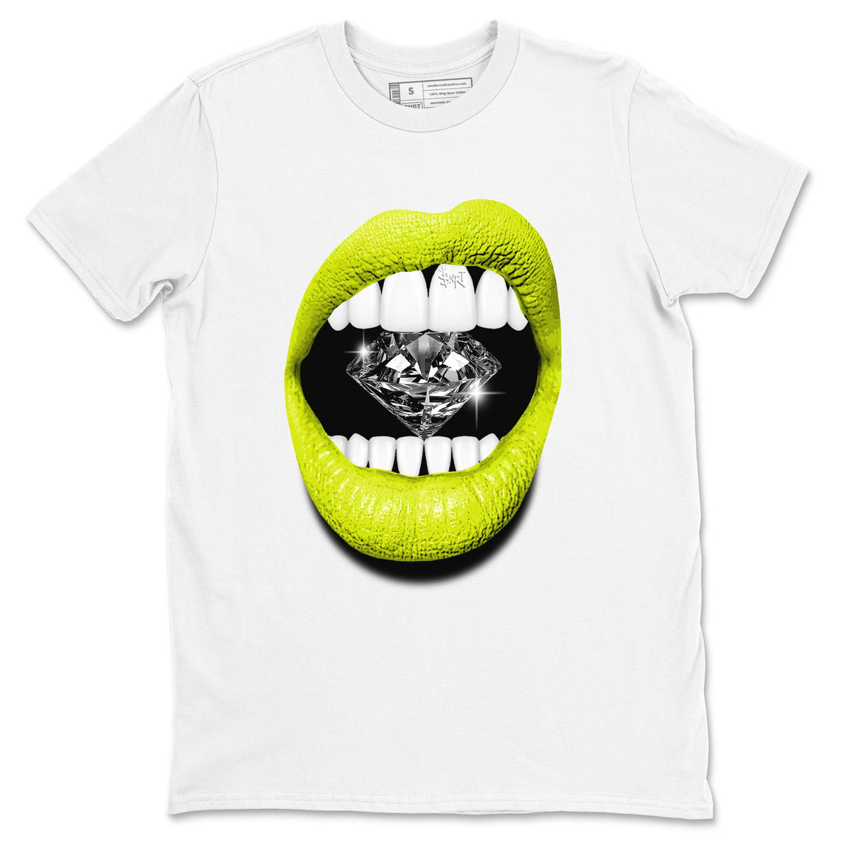 Jordan 13 Bright Cactus Shirts To Match Jordans Lips Diamond Sneaker Shirts 13s Bright Cactus Drip Gear Zone Unisex Cotton Crew Neck White 2 crew neck shirts