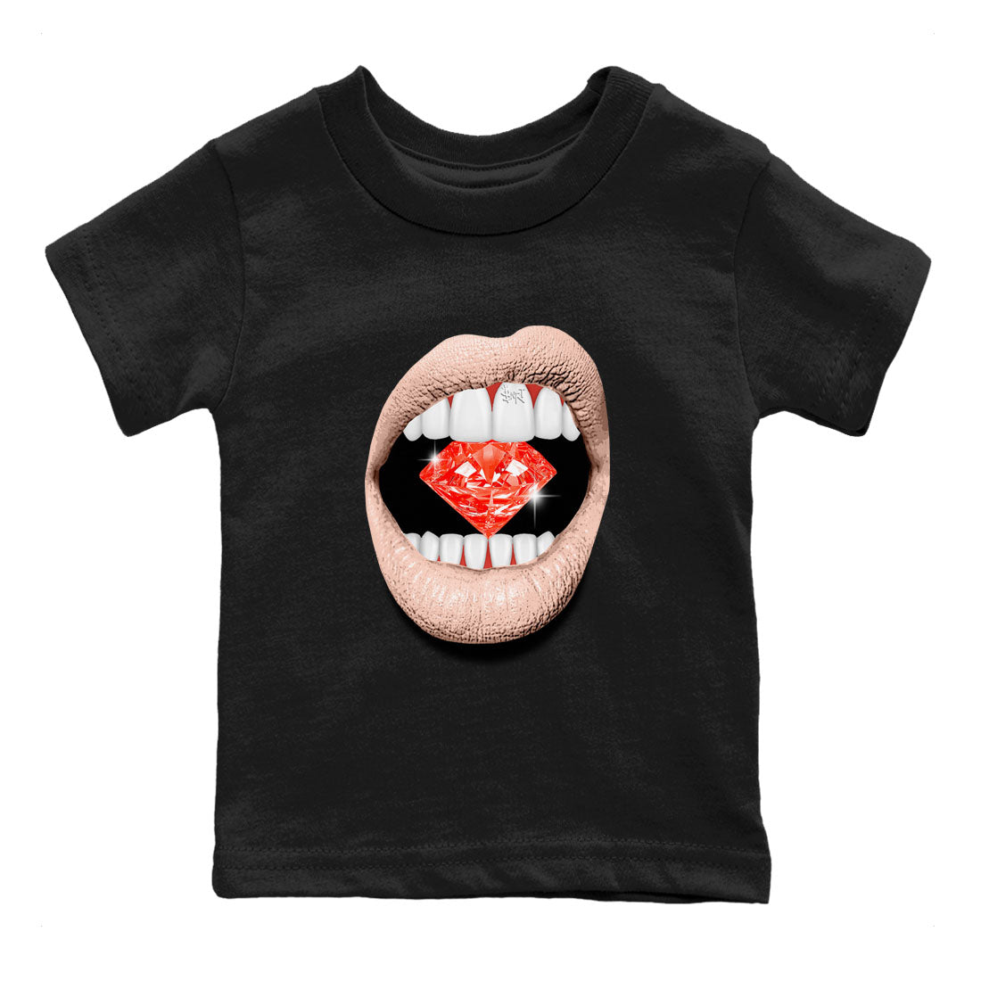 13s Dune Red shirts to match jordans Lips Diamond sneaker match tees Air Jordan 13 Dune Red Drip Gear Zone streetwear brand Baby and Youth Black 2 cotton tee