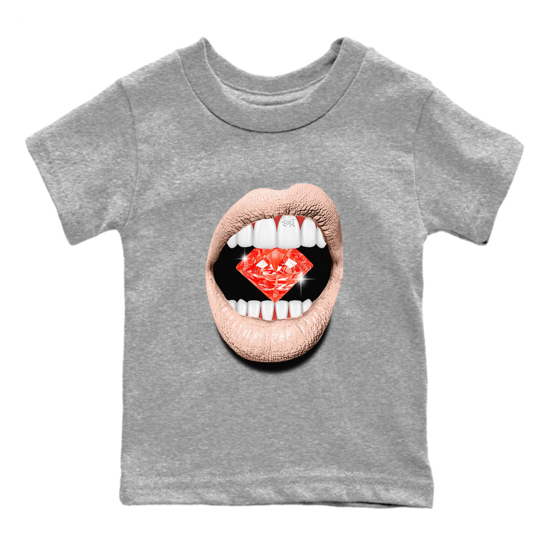 13s Dune Red shirts to match jordans Lips Diamond sneaker match tees Air Jordan 13 Dune Red Drip Gear Zone streetwear brand Baby and Youth Heather Grey 2 cotton tee