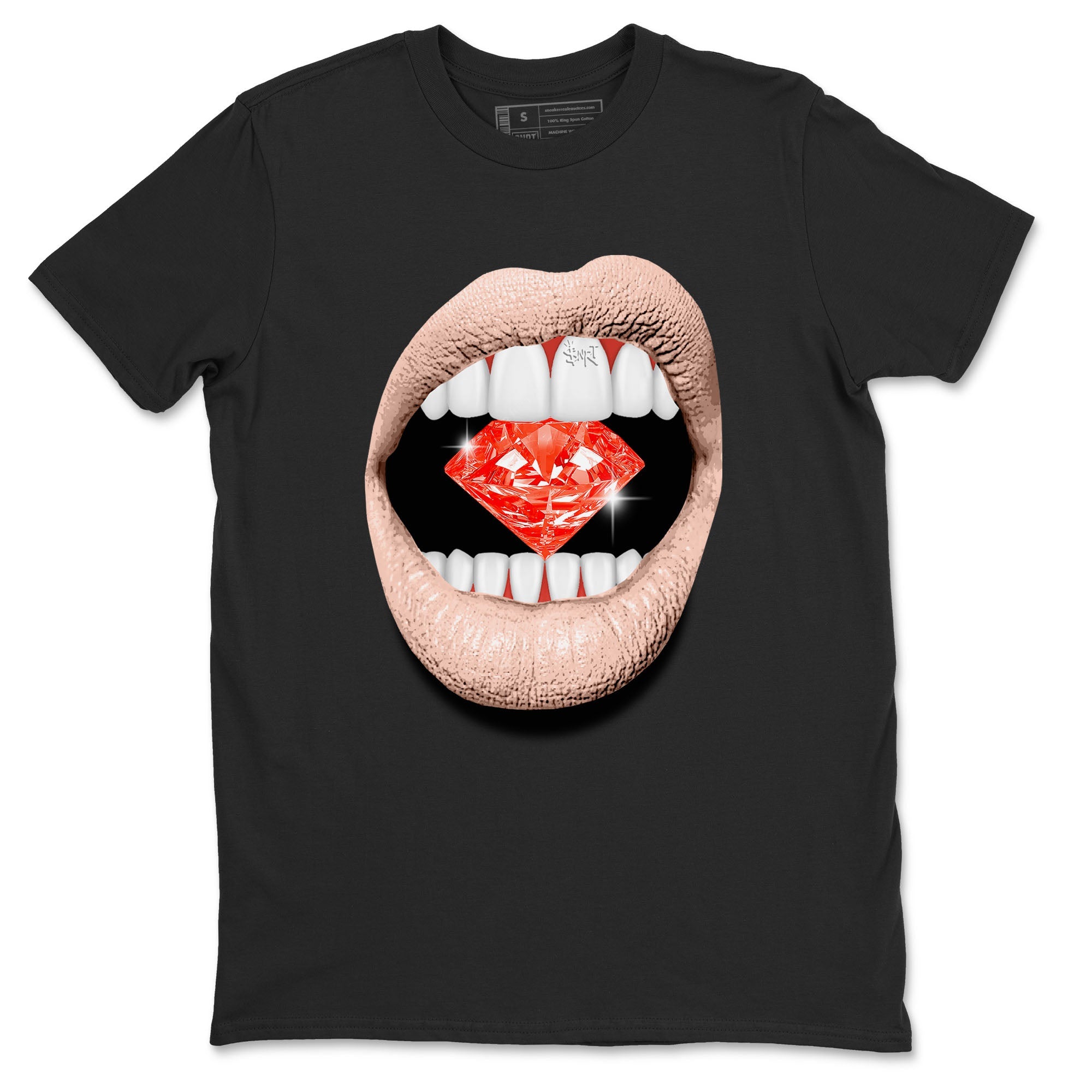13s Dune Red shirts to match jordans Lips Diamond sneaker match tees Air Jordan 13 Dune Red Drip Gear Zone streetwear brand Black 2 unisex cotton tee