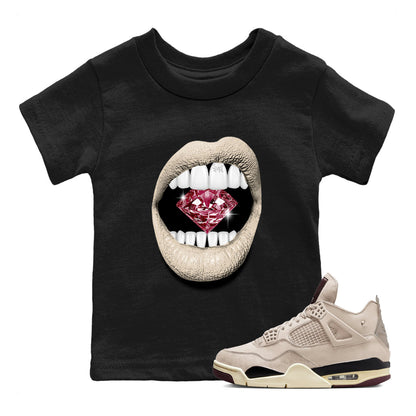 4s A Ma Maniere x Fossil Stone shirts to match jordans Lips Diamond sneaker match tees Air Jordan 4 A Ma Maniere x Fossil Stone match shoes to clothes Drip Gear Zone Youth Baby Black 1 tee