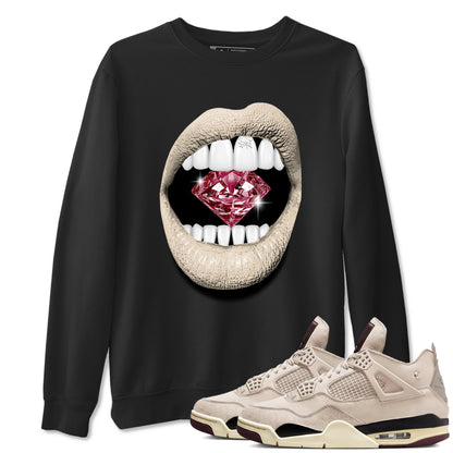 4s A Ma Maniere x Fossil Stone shirts to match jordans Lips Diamond sneaker match tees Air Jordan 4 A Ma Maniere x Fossil Stone match shoes to clothes Drip Gear Zone unisex cotton Black 1 shirts