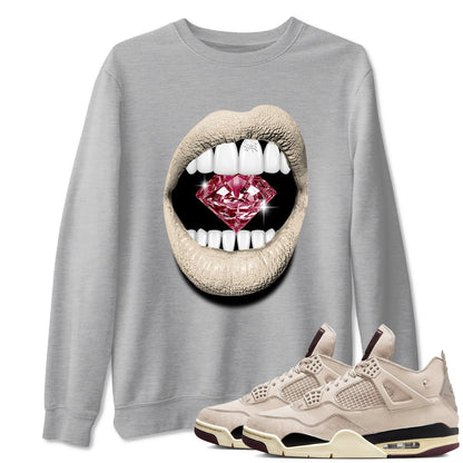 4s A Ma Maniere x Fossil Stone shirts to match jordans Lips Diamond sneaker match tees Air Jordan 4 A Ma Maniere x Fossil Stone match shoes to clothes Drip Gear Zone unisex cotton Heather Grey 1 shirts