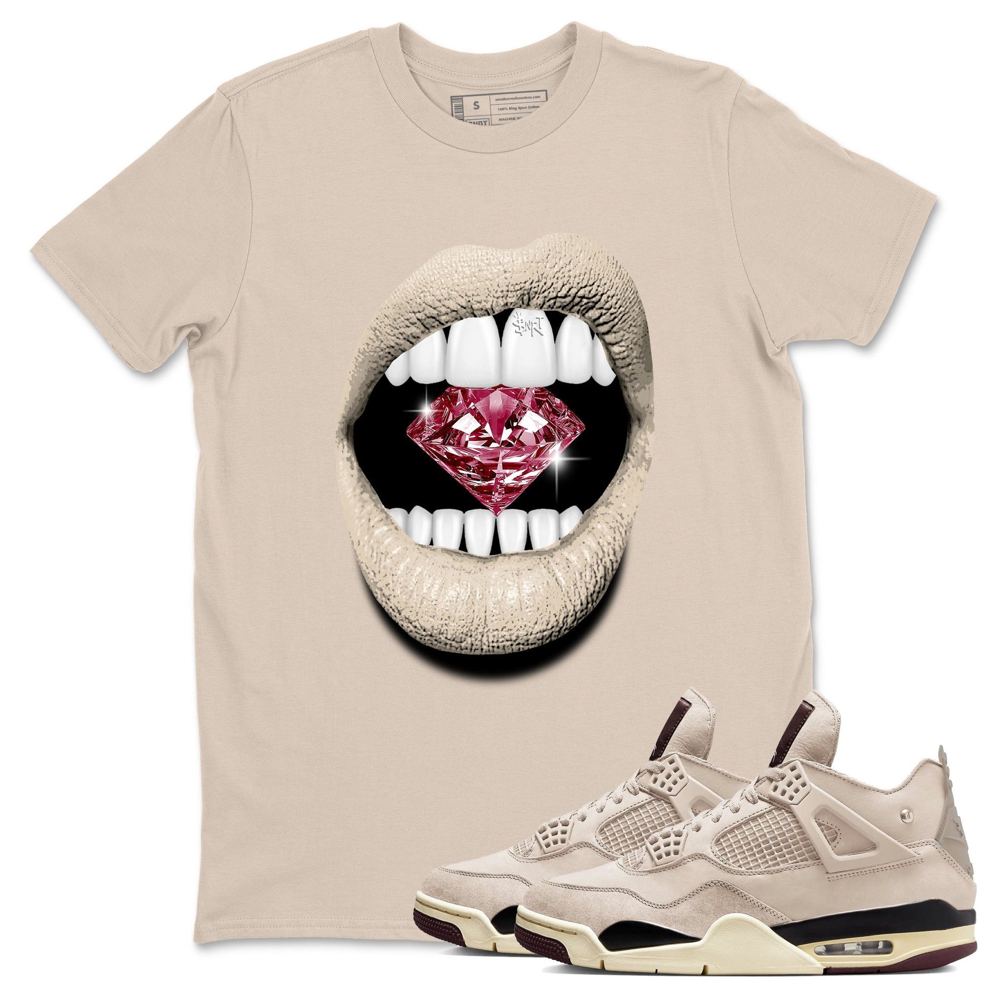 4s A Ma Maniere x Fossil Stone shirts to match jordans Lips Diamond sneaker match tees Air Jordan 4 A Ma Maniere x Fossil Stone match shoes to clothes Drip Gear Zone unisex cotton Sand 1 shirts