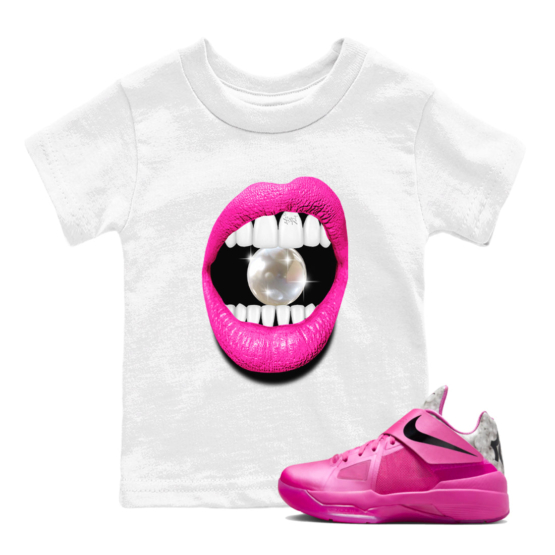 Nike KD 4 Retro Aunt Pearl shirts to match jordans Lips Diamond sneaker match tees Nike KD 4 Aunt Pearl match shoes to clothes Drip Gear Zone Youth Baby White 1 tee