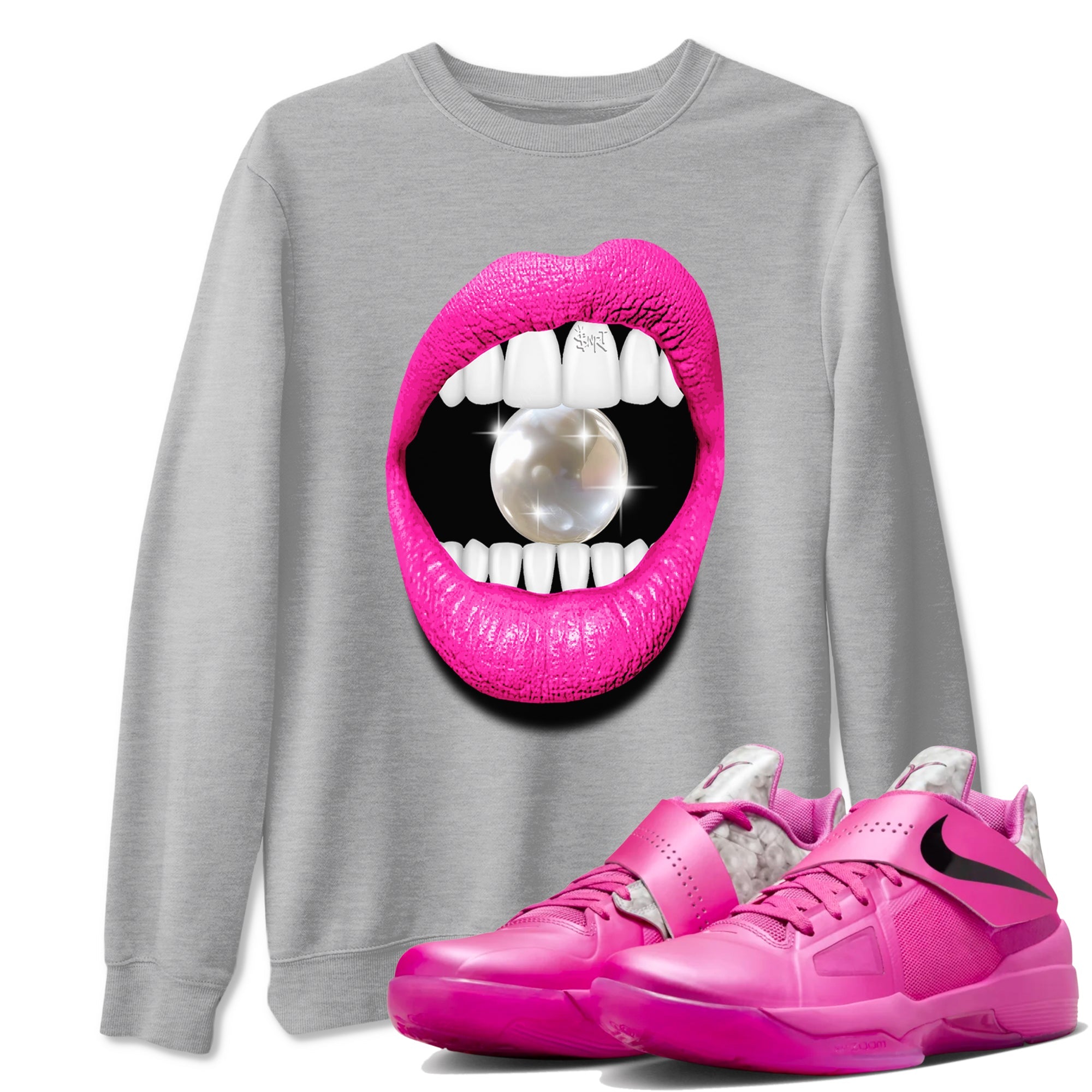 Nike KD 4 Retro Aunt Pearl shirts to match jordans Lips Diamond sneaker match tees Nike KD 4 Aunt Pearl match shoes to clothes Drip Gear Zone unisex cotton Heather Grey 1 shirts