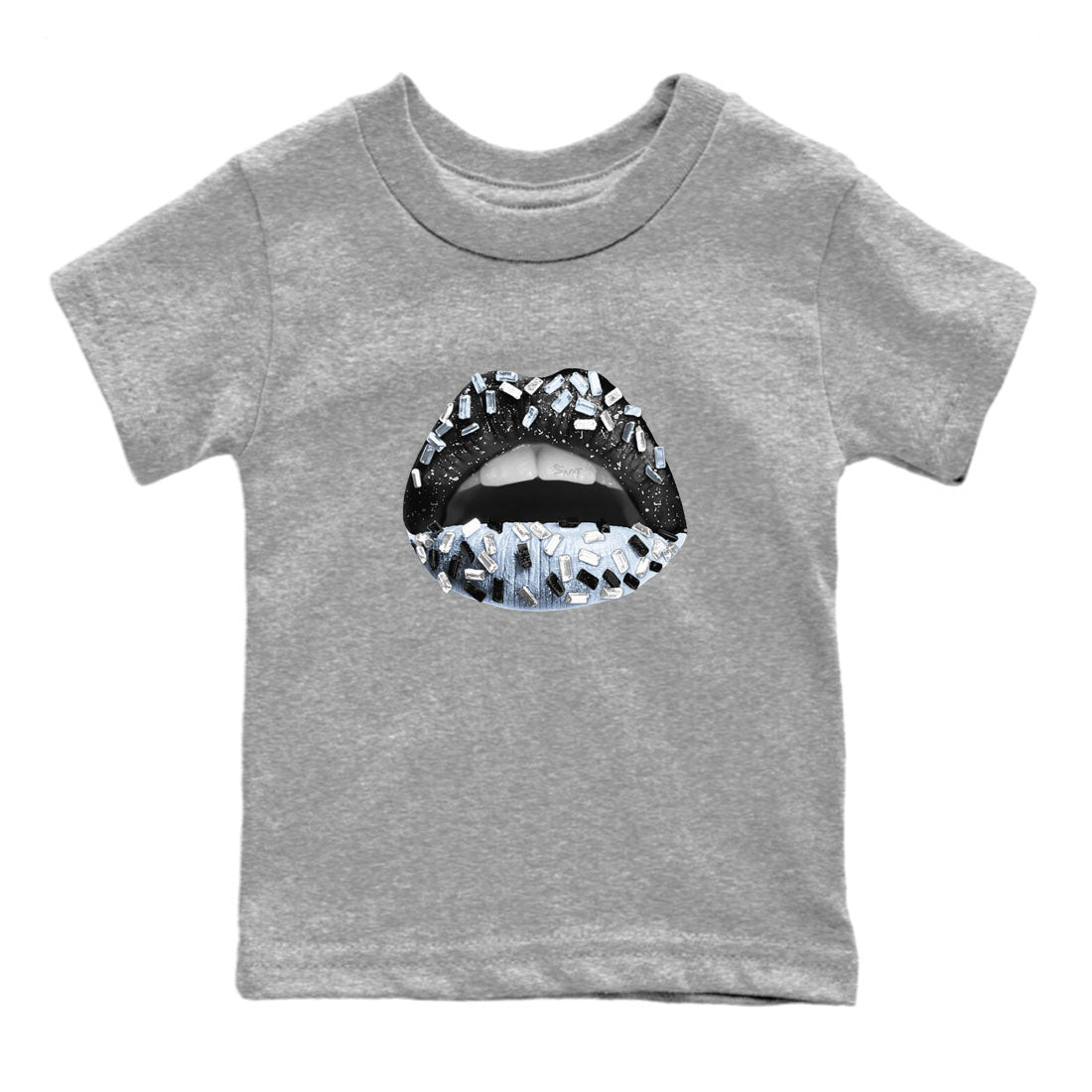 AJ6 White Black shirts to match jordans Lips Jewel sneaker match tees Air Jordan 6 White Black Drip Gear Zone streetwear brand Baby and Youth Heather Grey 2 cotton tee