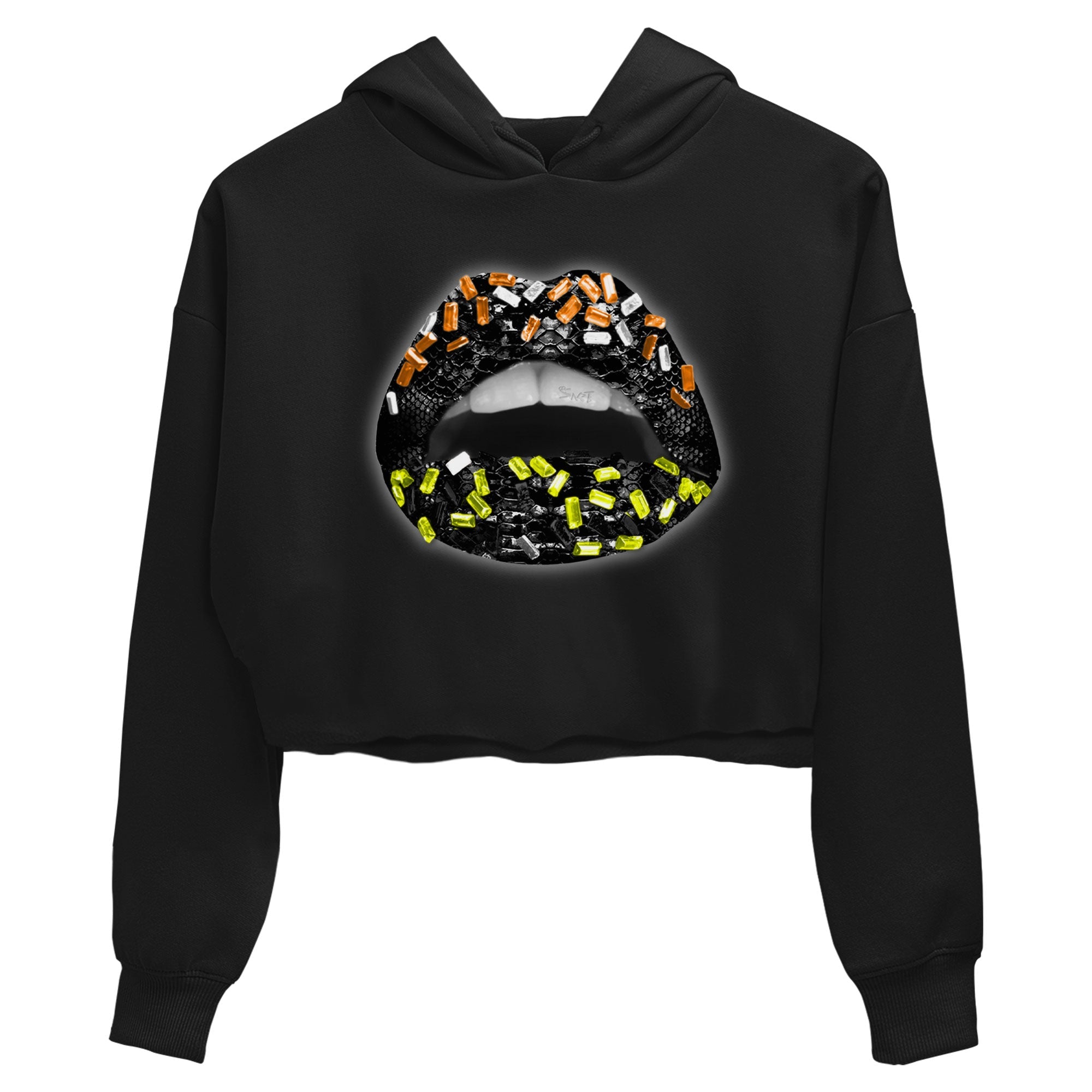 Dunk Halloween shirt to match jordans Lips Jewel sneaker tees Dunk Mid Halloween Drip Gear Zone Sneaker Matching Clothing Brand Black 2 Crop T-Shirt