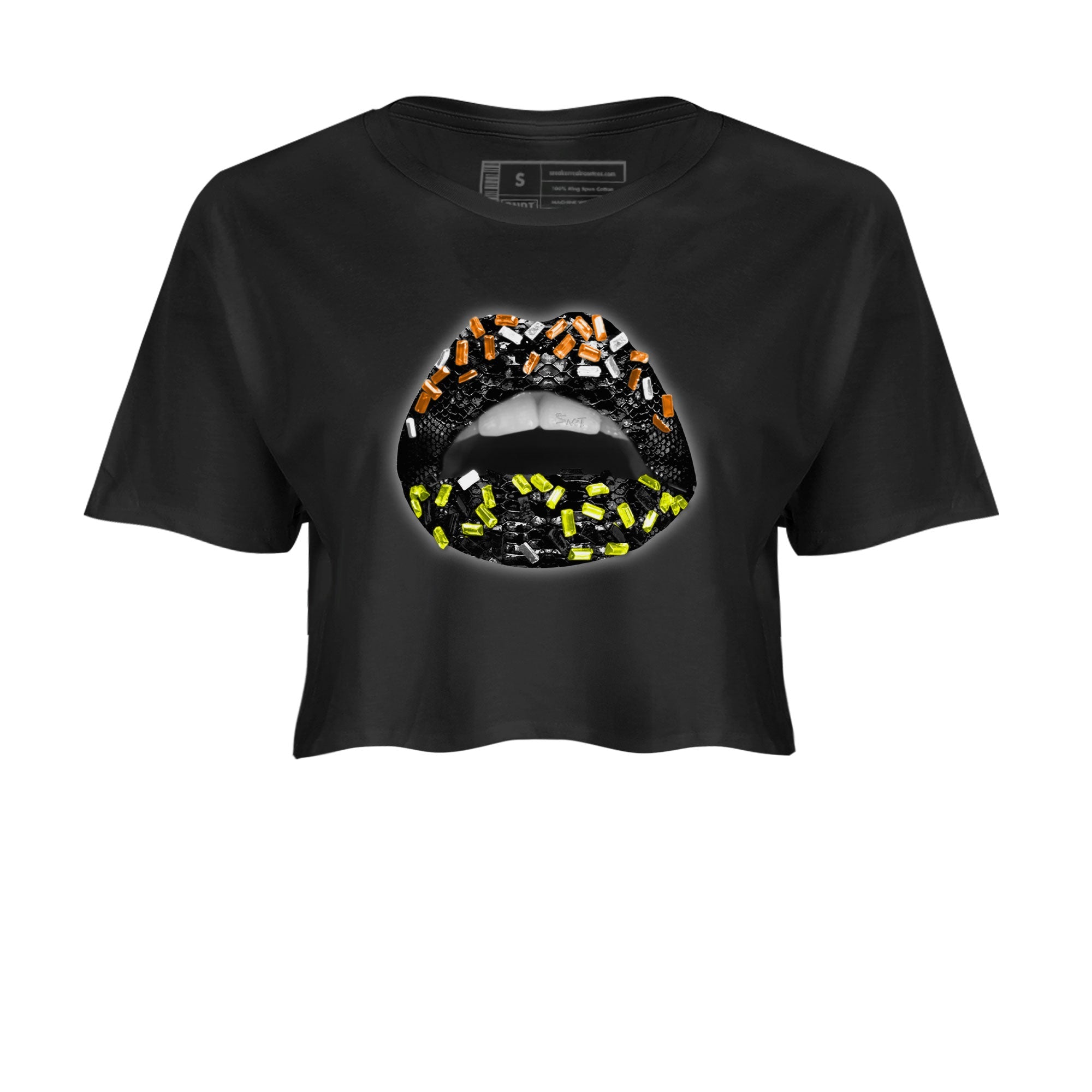 Dunk Halloween shirt to match jordans Lips Jewel sneaker tees Dunk Mid Halloween Drip Gear Zone Sneaker Matching Clothing Brand Black 2 Crop T-Shirt