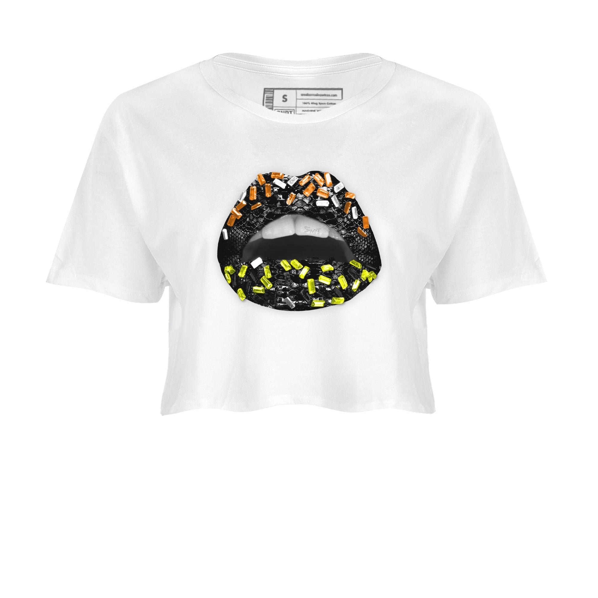 Dunk Halloween shirt to match jordans Lips Jewel sneaker tees Dunk Mid Halloween Drip Gear Zone Sneaker Matching Clothing Brand White 2 Crop T-Shirt