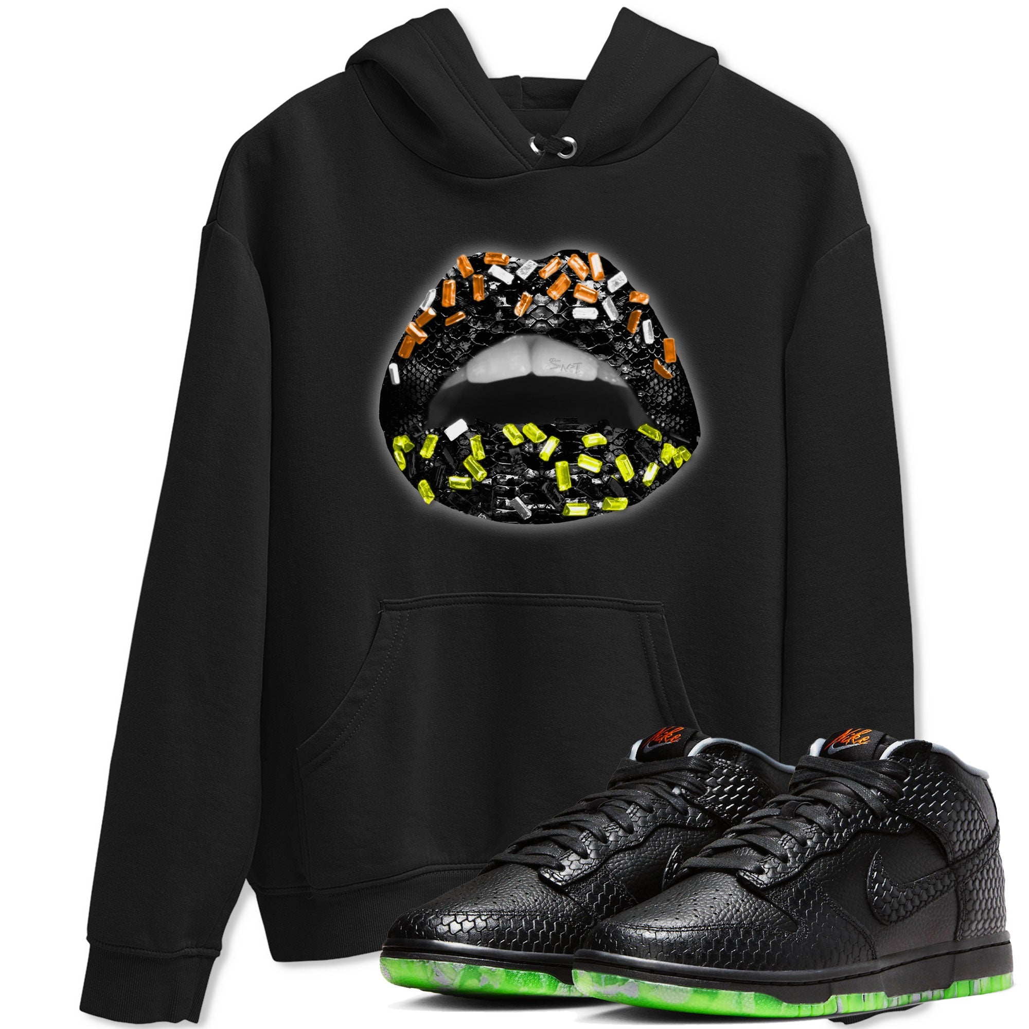 Dunk Halloween shirt to match jordans Lips Jewel sneaker tees Dunk Mid Halloween Drip Gear Zone Sneaker Matching Clothing Brand Unisex Sneaker Tee Black 1 T-Shirt