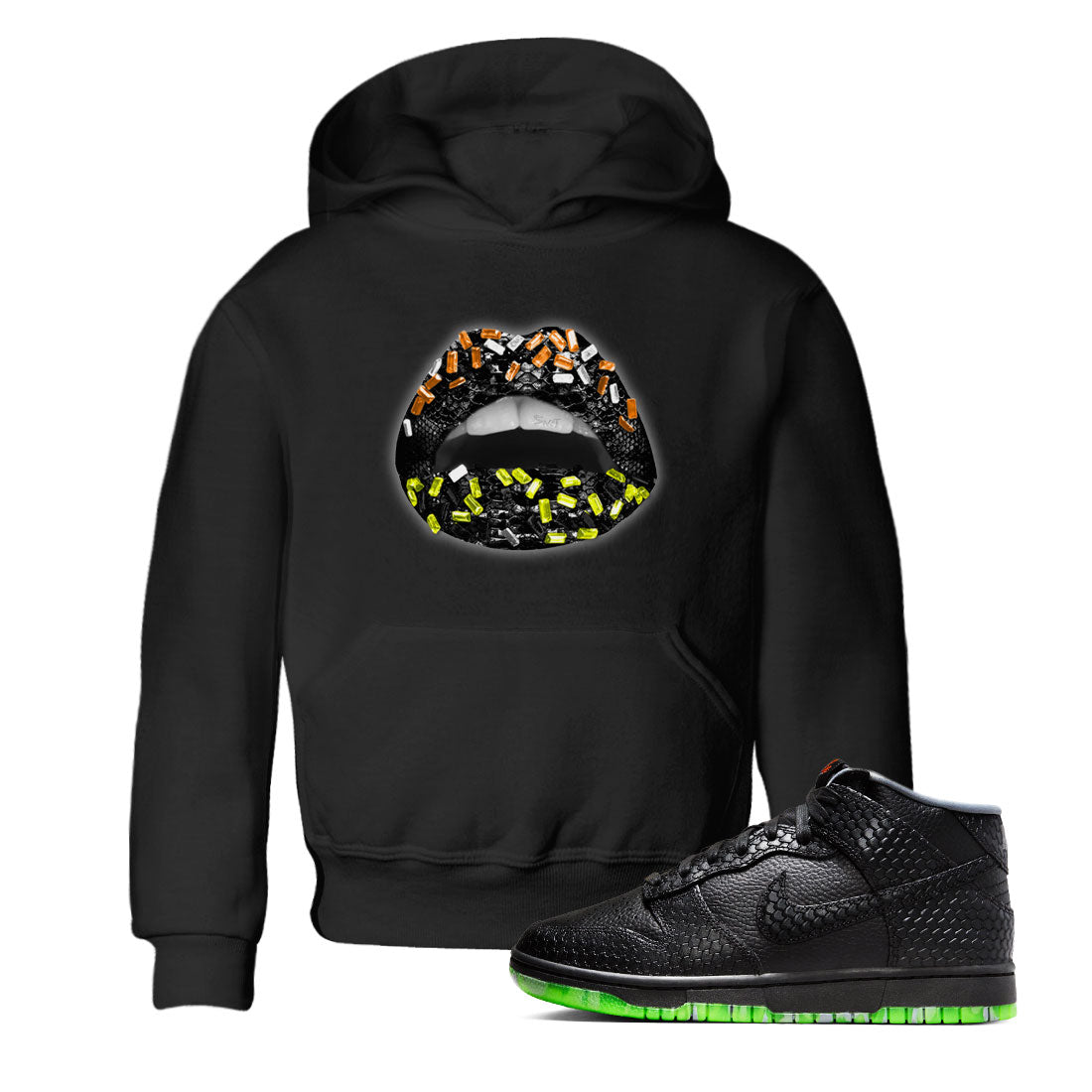 Dunk Halloween shirt to match jordans Lips Jewel sneaker tees Dunk Mid Halloween Drip Gear Zone Sneaker Matching Clothing Brand Baby Toddler Black 1 T-Shirt