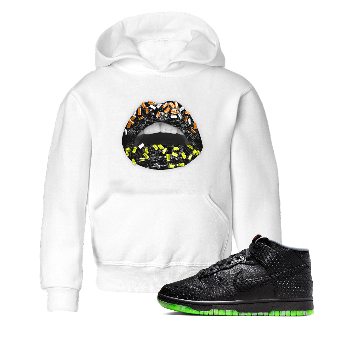 Dunk Halloween shirt to match jordans Lips Jewel sneaker tees Dunk Mid Halloween Drip Gear Zone Sneaker Matching Clothing Brand Baby Toddler White 1 T-Shirt