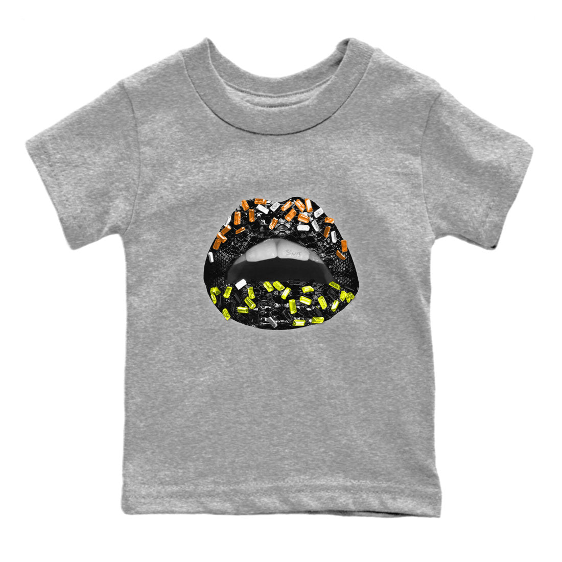 Dunk Halloween shirt to match jordans Lips Jewel sneaker tees Dunk Mid Halloween Drip Gear Zone Sneaker Matching Clothing Brand Baby Toddler Heather Grey 2 T-Shirt