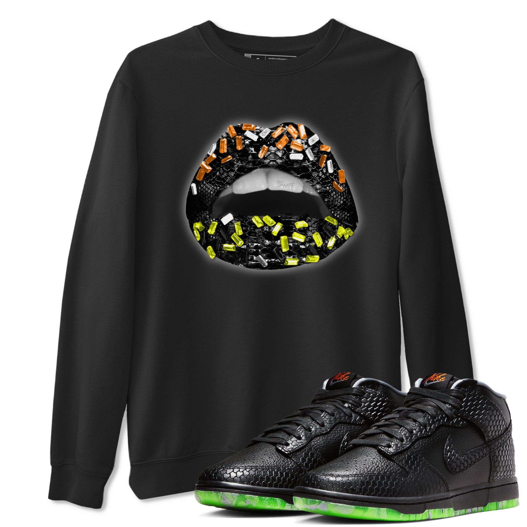 Dunk Halloween shirt to match jordans Lips Jewel sneaker tees Dunk Mid Halloween Drip Gear Zone Sneaker Matching Clothing Brand Unisex Sneaker Tee Black 1 T-Shirt