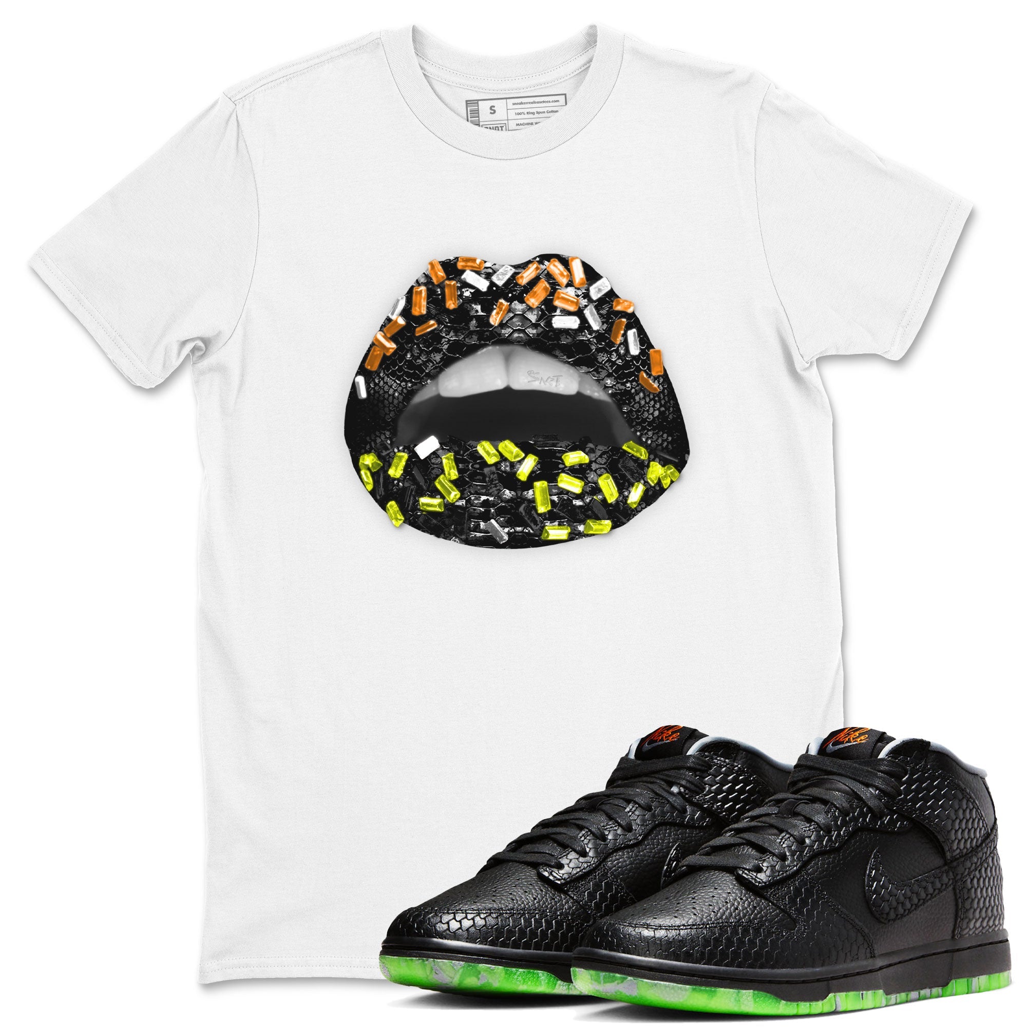 Dunk Halloween shirt to match jordans Lips Jewel sneaker tees Dunk Mid Halloween Drip Gear Zone Sneaker Matching Clothing Brand Unisex Sneaker Tee White 1 T-Shirt