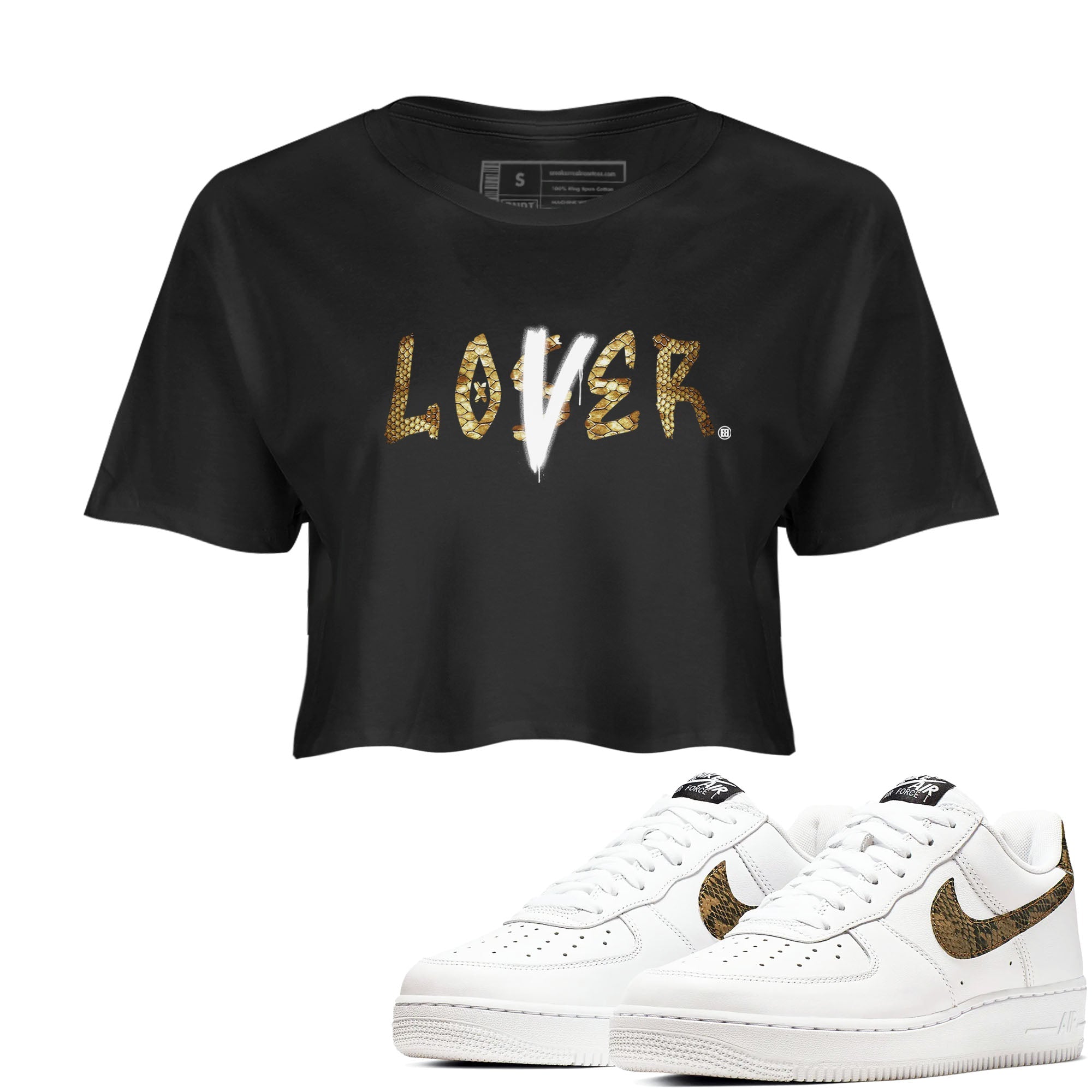 Air Force 1 Ivory Snake shirt to match jordans Loser Lover sneaker tees Air Force 1 Ivory Snake Drip Gear Zone Black 1 crop length shirt
