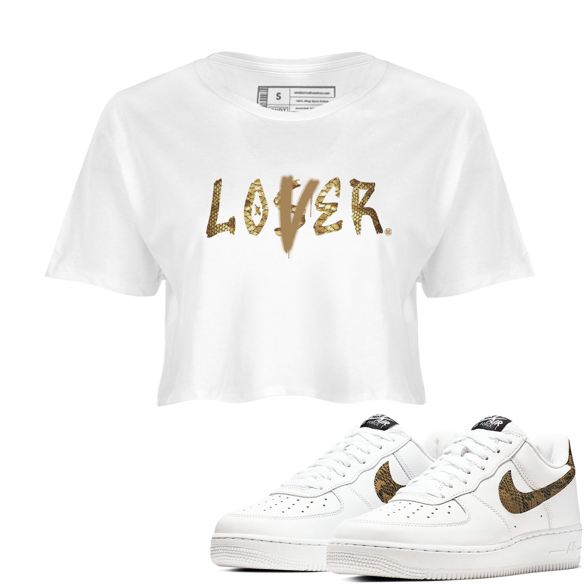 Air Force 1 Ivory Snake shirt to match jordans Loser Lover sneaker tees Air Force 1 Ivory Snake Drip Gear Zone White 1 crop length shirt