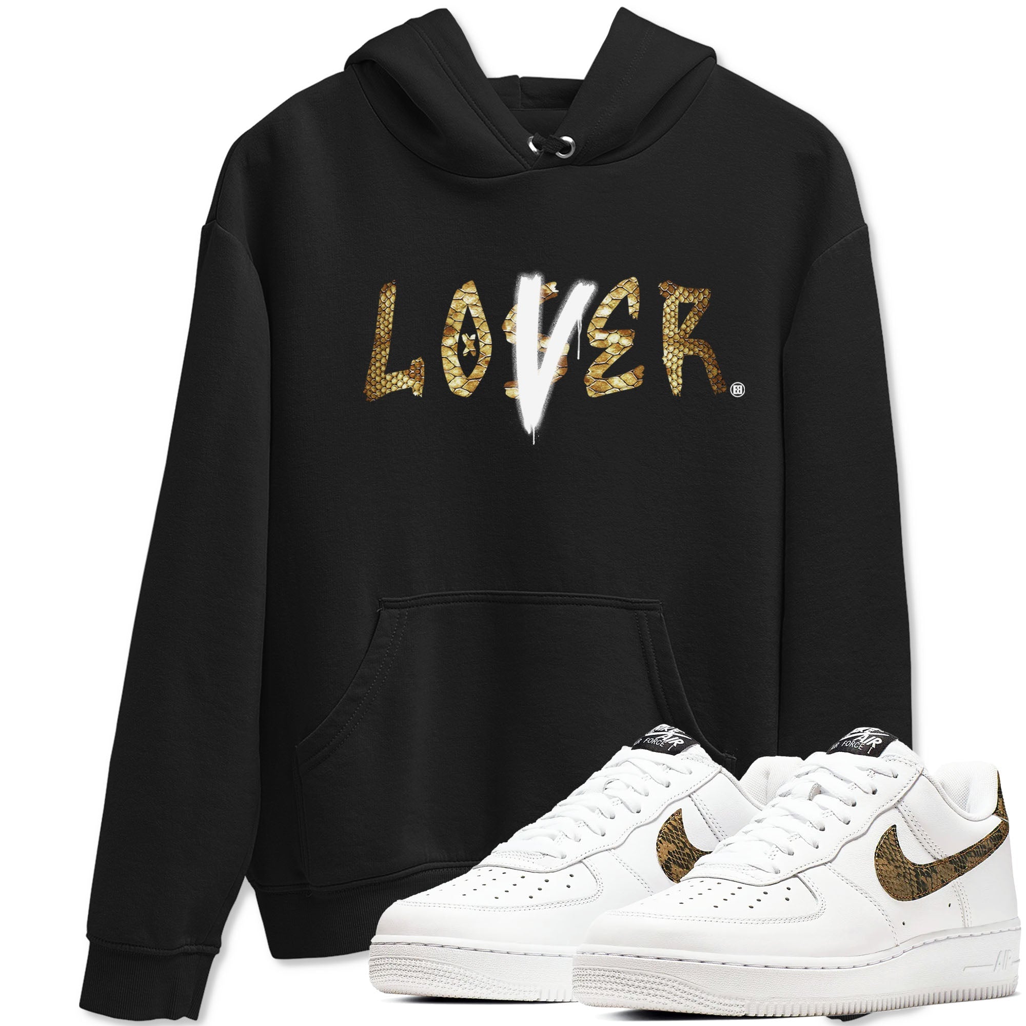 Air Force 1 Ivory Snake shirt to match jordans Loser Lover sneaker tees Air Force 1 Ivory Snake Drip Gear Zone unisex cotton Black 1 crew neck shirt