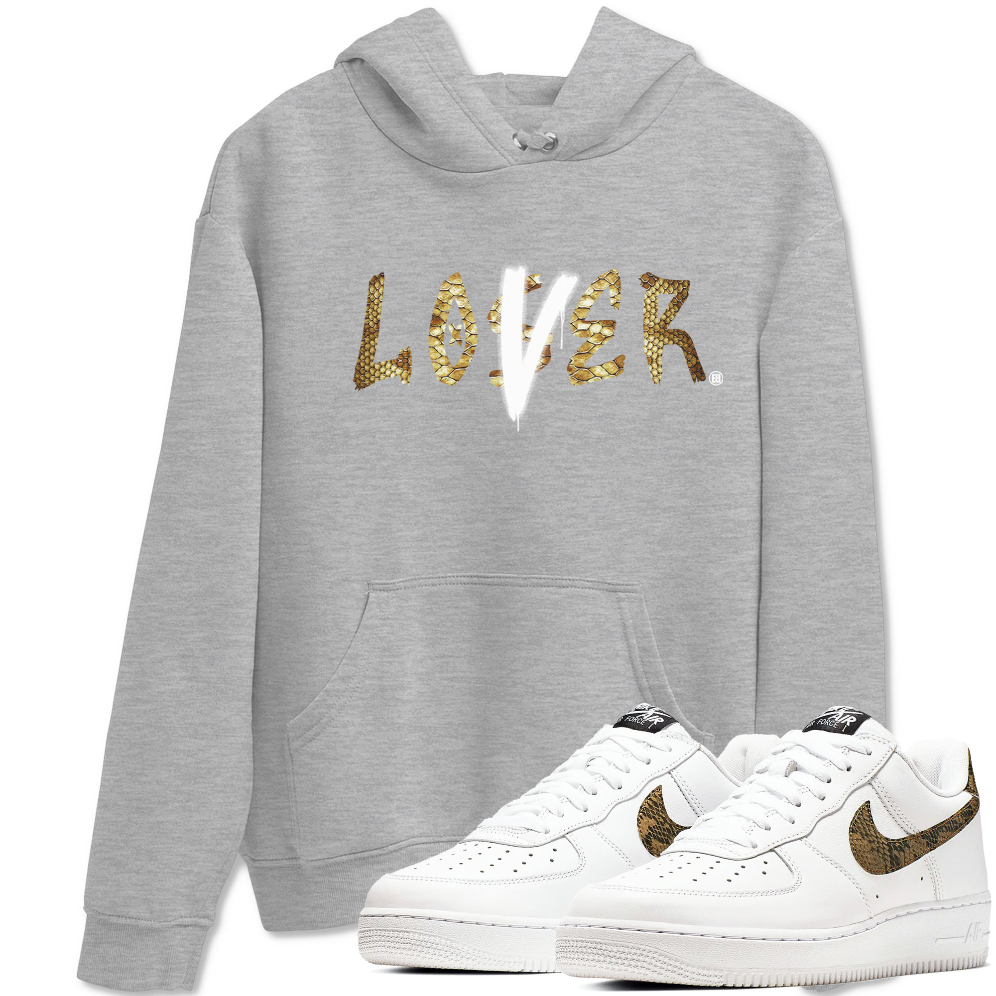 Air Force 1 Ivory Snake shirt to match jordans Loser Lover sneaker tees Air Force 1 Ivory Snake Drip Gear Zone unisex cotton Heather Grey 1 crew neck shirt