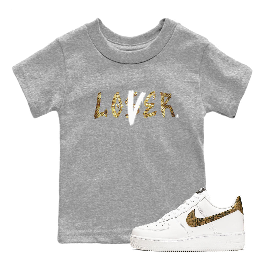 Air Force 1 Ivory Snake shirt to match jordans Loser Lover sneaker tees Air Force 1 Ivory Snake Drip Gear Zone baby toddler Heather Grey 1 cotton Shirt