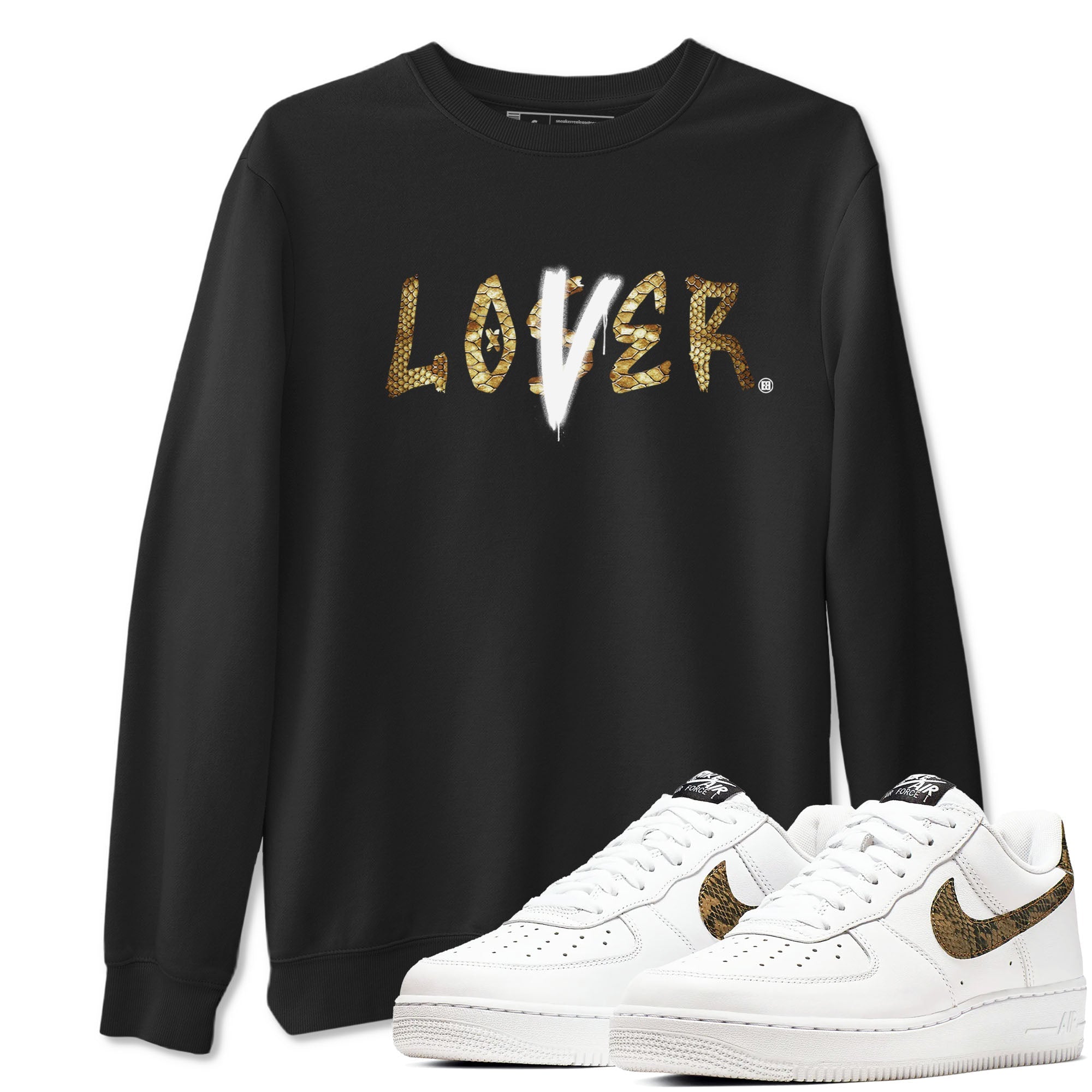 Air Force 1 Ivory Snake shirt to match jordans Loser Lover sneaker tees Air Force 1 Ivory Snake Drip Gear Zone unisex cotton Black 1 crew neck shirt