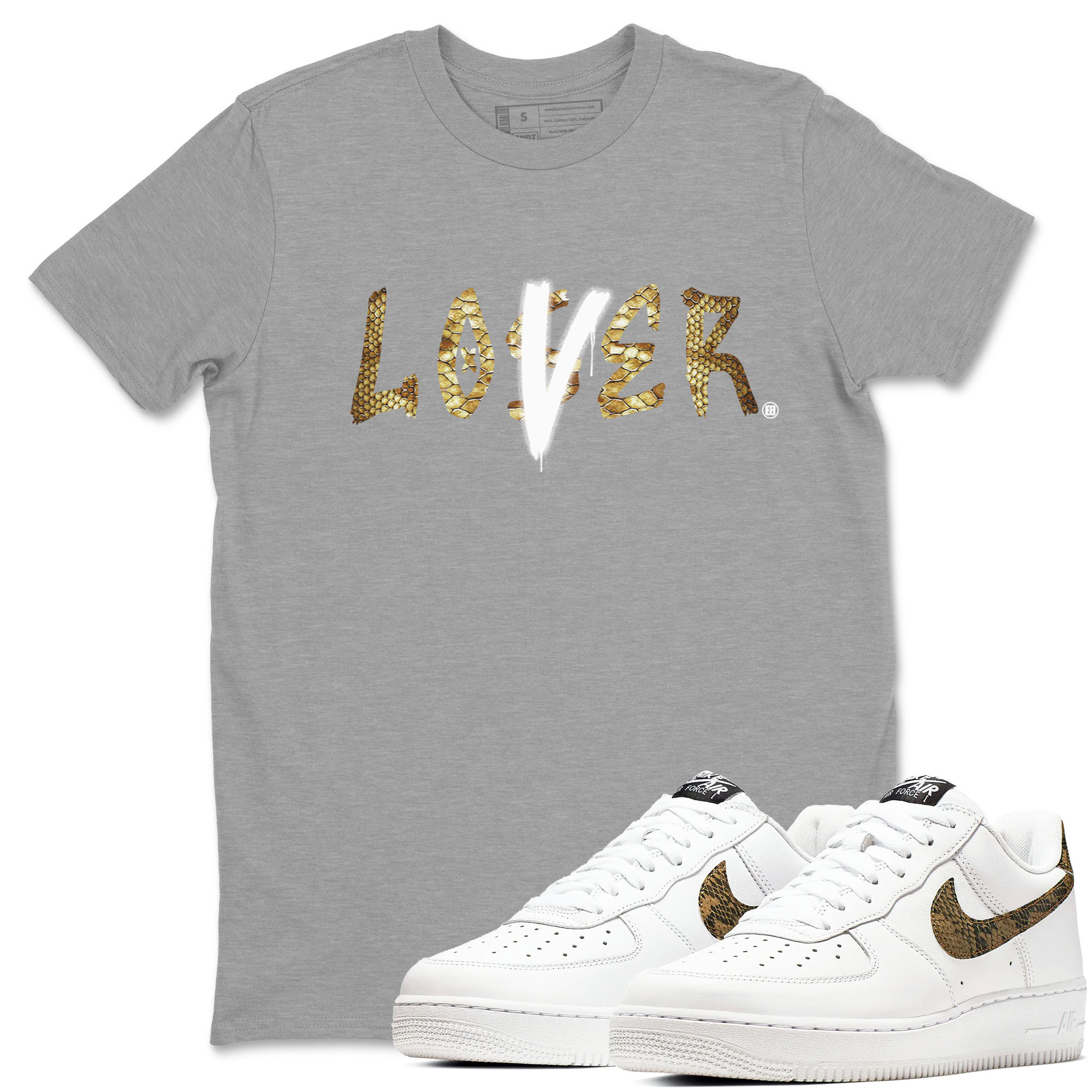 Air Force 1 Ivory Snake shirt to match jordans Loser Lover sneaker tees Air Force 1 Ivory Snake Drip Gear Zone unisex cotton Heather Grey 1 crew neck shirt