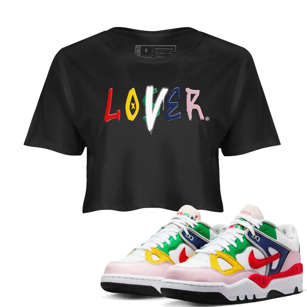 AF 3 Nigo shirtsto match jordans Loser Lover sneaker match tees Air Force 3 Low x Nigo Blue Void and Tour Yellow match shoes to clothes Drip Gear Zone unisex cotton Black 1 crop tee