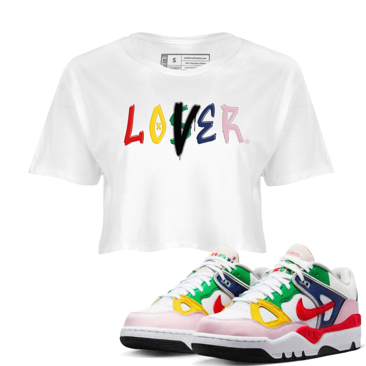 AF 3 Nigo shirtsto match jordans Loser Lover sneaker match tees Air Force 3 Low x Nigo Blue Void and Tour Yellow match shoes to clothes Drip Gear Zone unisex cotton White 1 crop tee