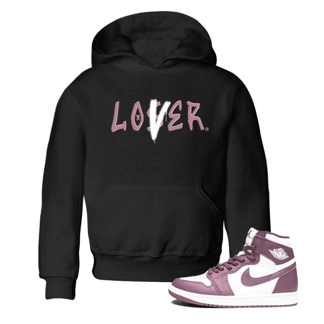 Air Jordan 1 Mauve shirt to match jordans Loser Lover sneaker tees 1s High OG Mauve Drip Gear Zone Baby Toddler Black 1 T-Shirt