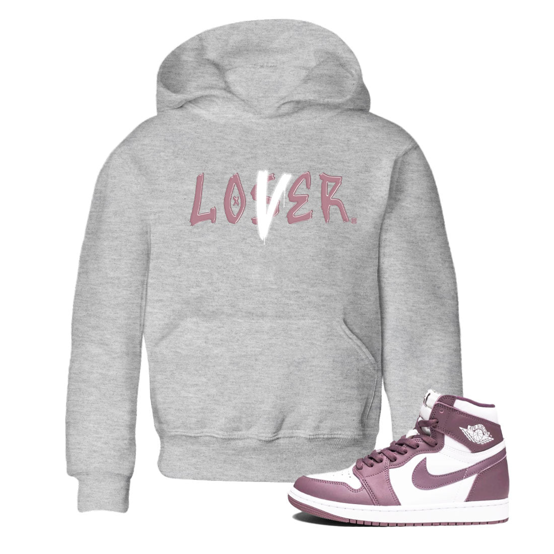 Air Jordan 1 Mauve shirt to match jordans Loser Lover sneaker tees 1s High OG Mauve Drip Gear Zone Baby Toddler Heather Grey 1 T-Shirt