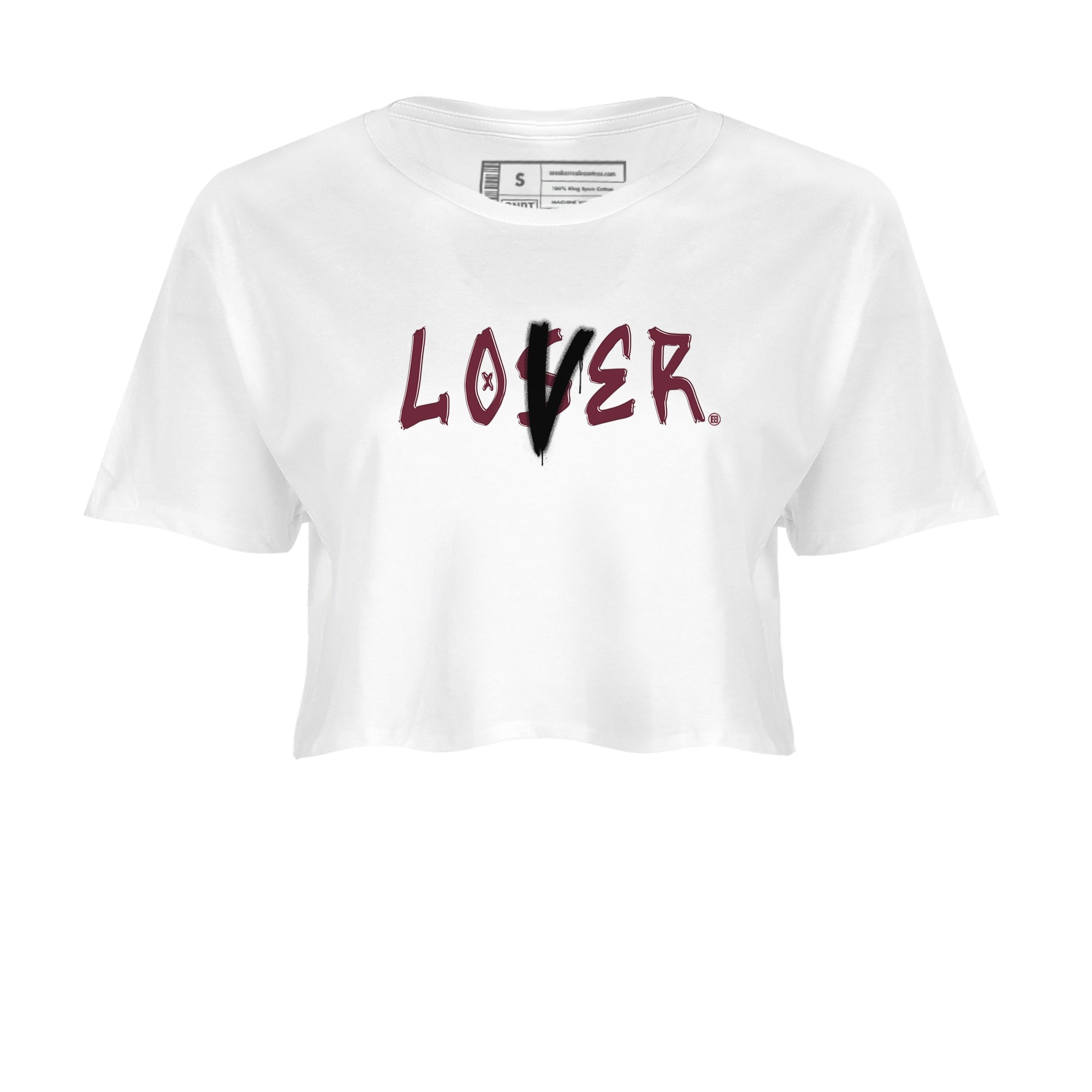 1s Metallic Burgundy shirts to match jordans Loser Lover sneaker match tees Jordan 1 Retro High '85 OG Metallic Burgundy Drip Gear Zone streetwear brand White 2 crop tee