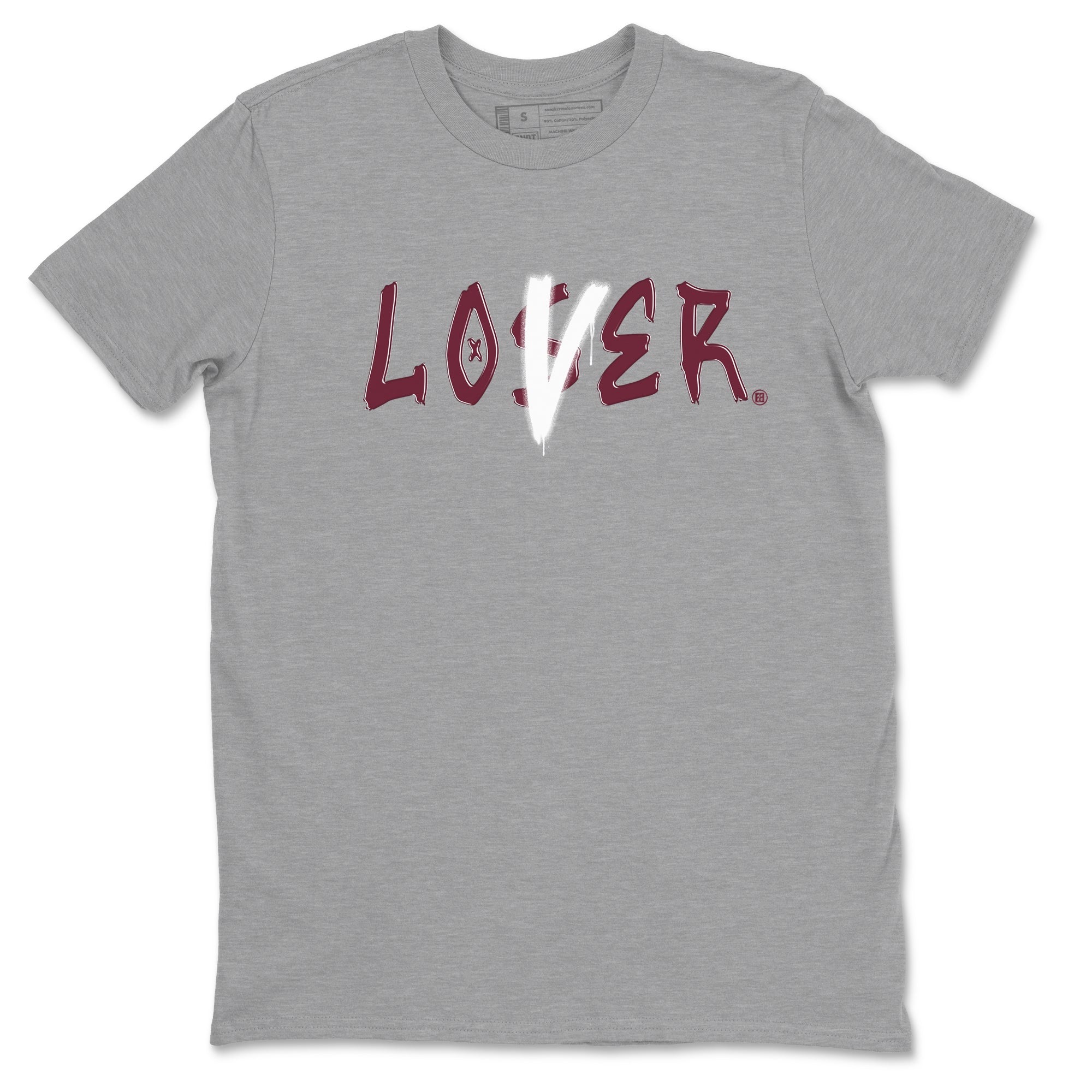 1s Metallic Burgundy shirts to match jordans Loser Lover sneaker match tees Jordan 1 Retro High '85 OG Metallic Burgundy Drip Gear Zone streetwear brand Heather Grey 2 unisex cotton tee