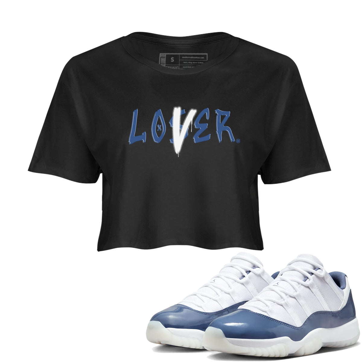 Air Jordan 11 Low Diffused Blue shirts to match jordans Loser Lover sneaker match tees 11s Diffused Blue Drip Gear Zone unisex cotton Black 1 Crop Shirts